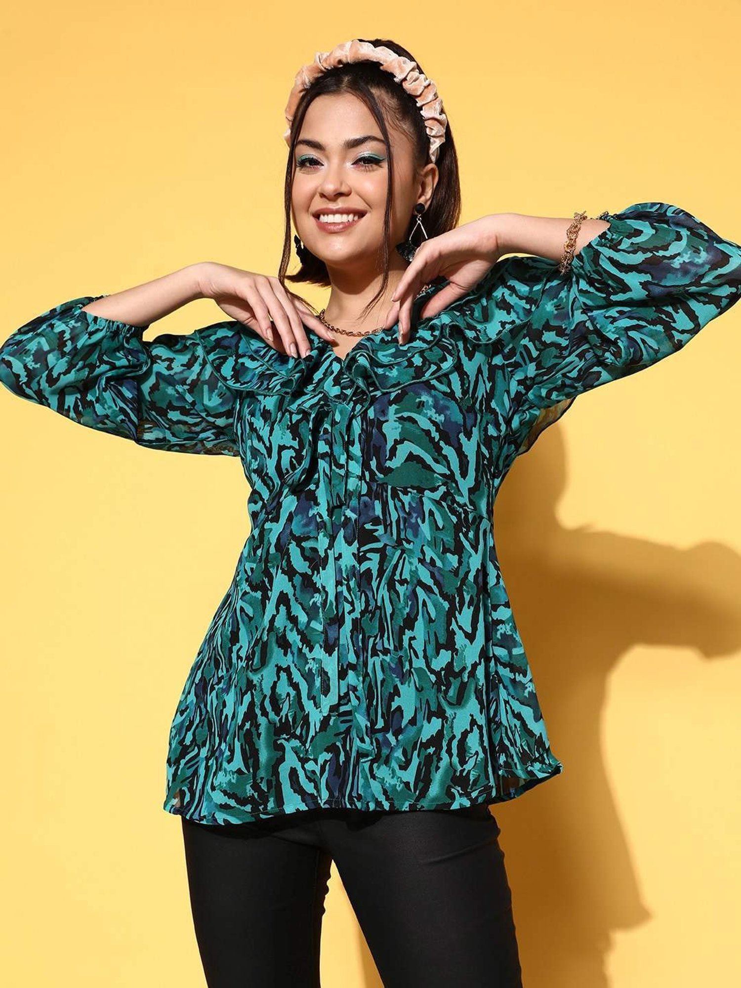 Melon by PlusS Green Printed Top