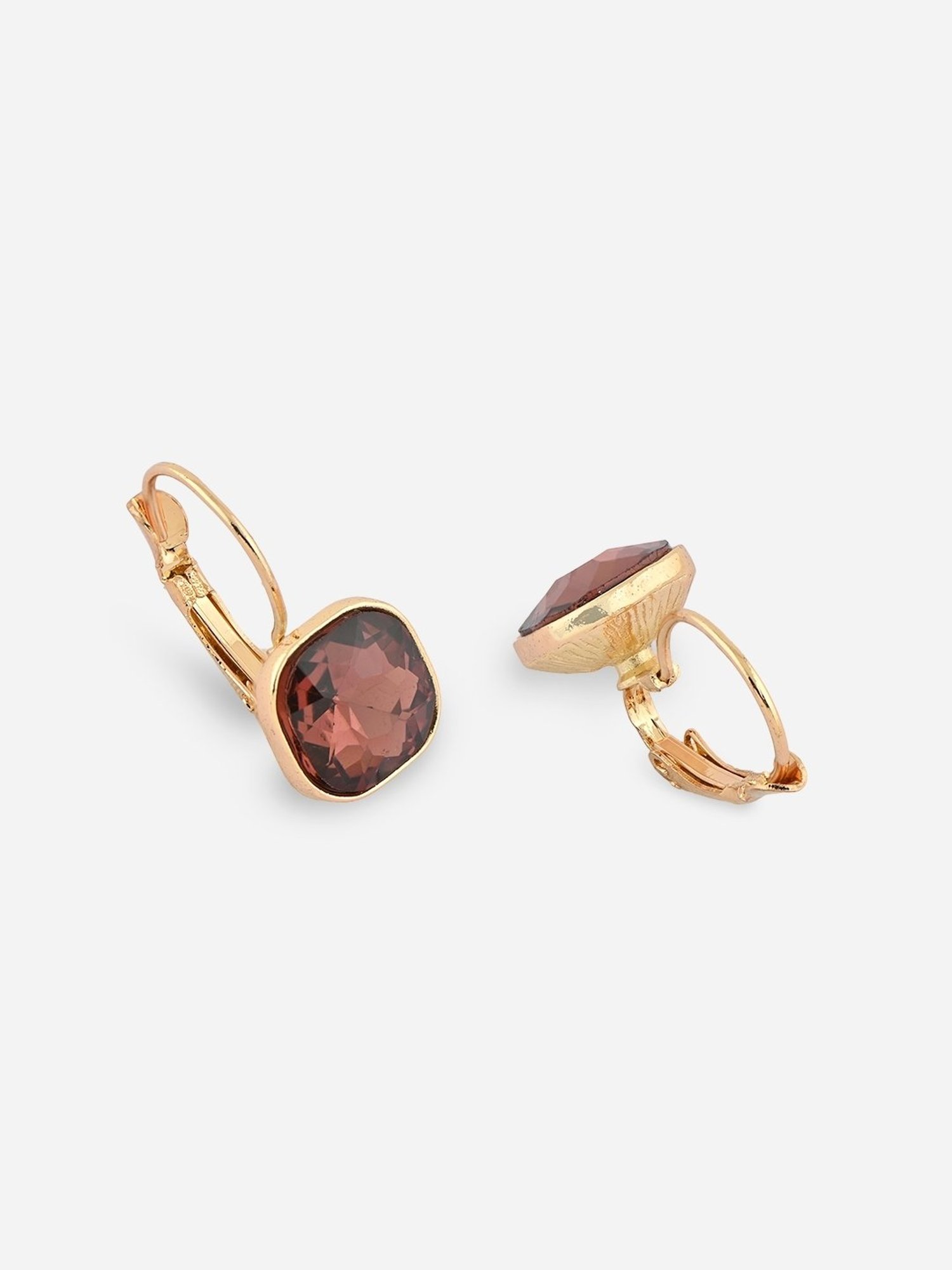 ToniQ Gold Maroon Party Hoop Drop Earrings for Women