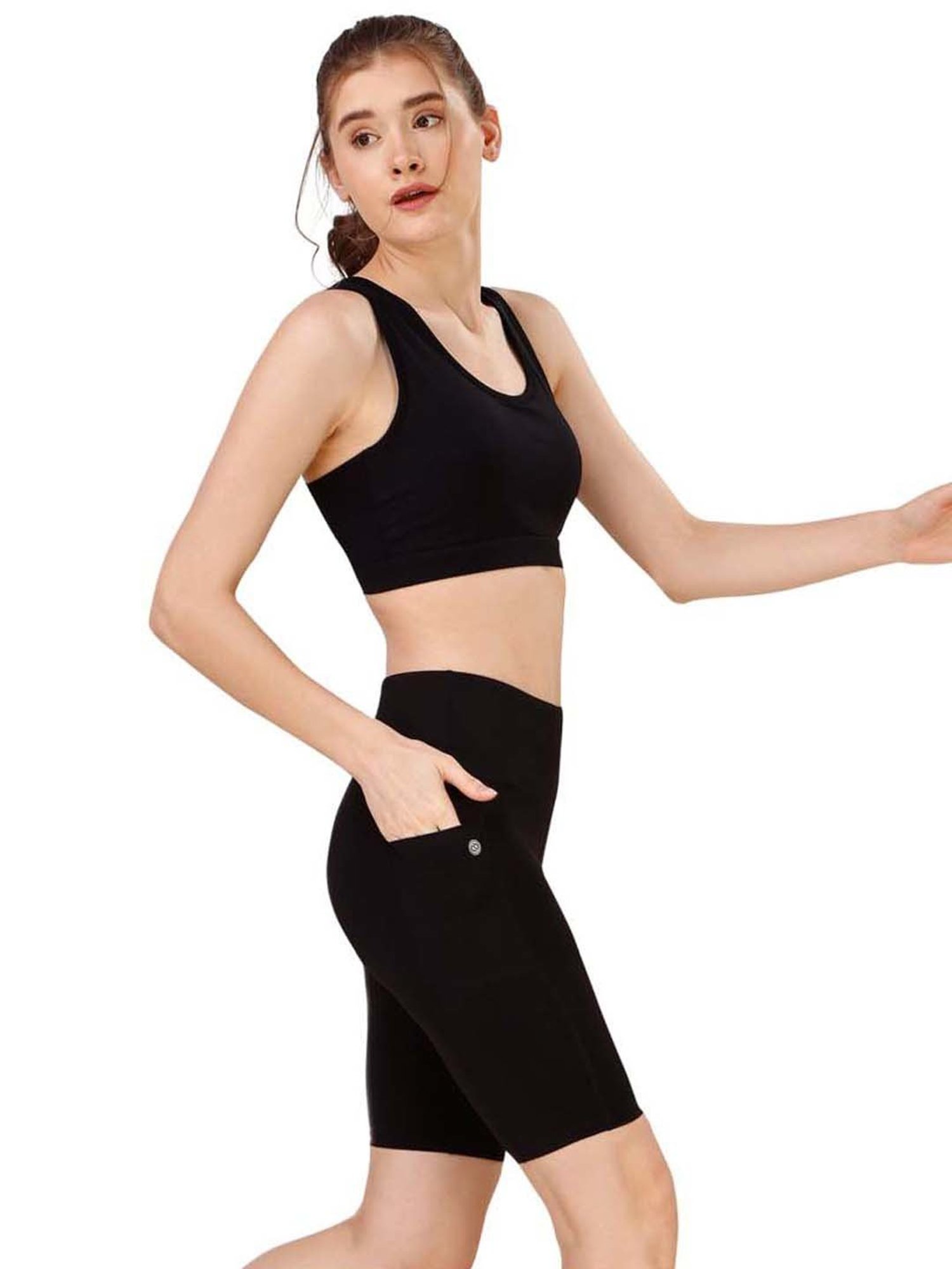 Soie Black Sports Bra Shorts Set