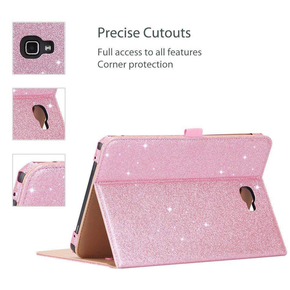ProCase Samsung Galaxy Tab A 10.1 Case - Stand Folio Case Cover for Galaxy Tab A 10.1" Tablet SM-T580 T585 T587 (NO S Pen Version), with Multiple Viewing Angles, Document Card Pocket -Glitter Pink