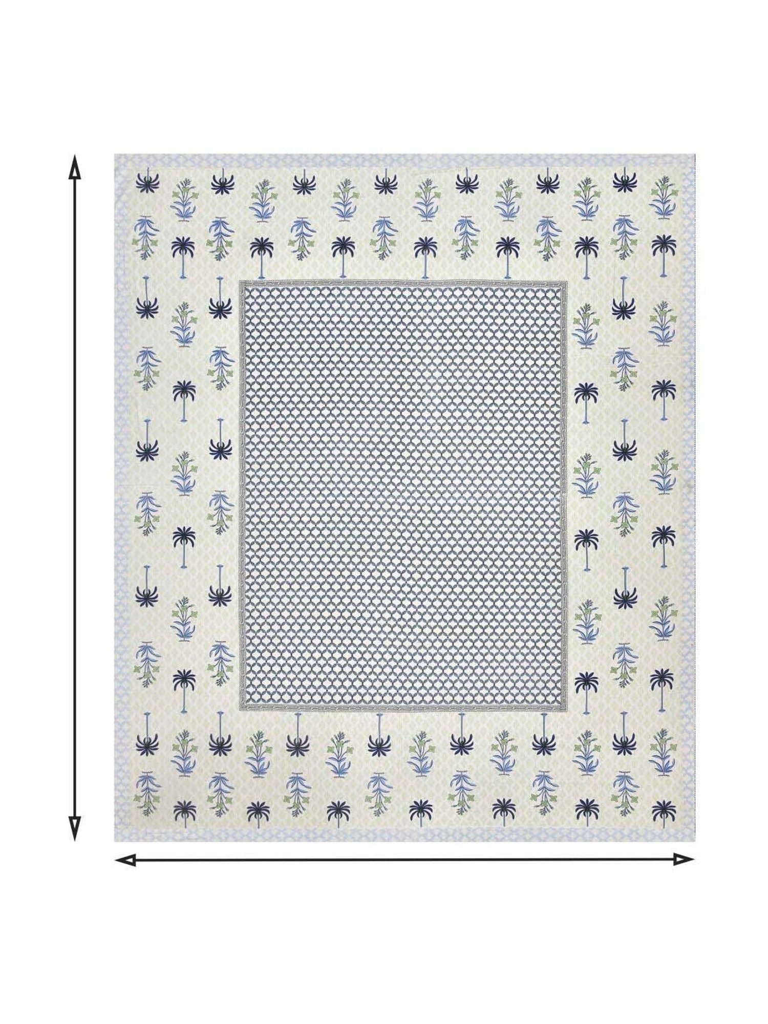 JaipurFabric Blue & White Cotton 180 TC Double Bedsheet with 2 Pillow Covers