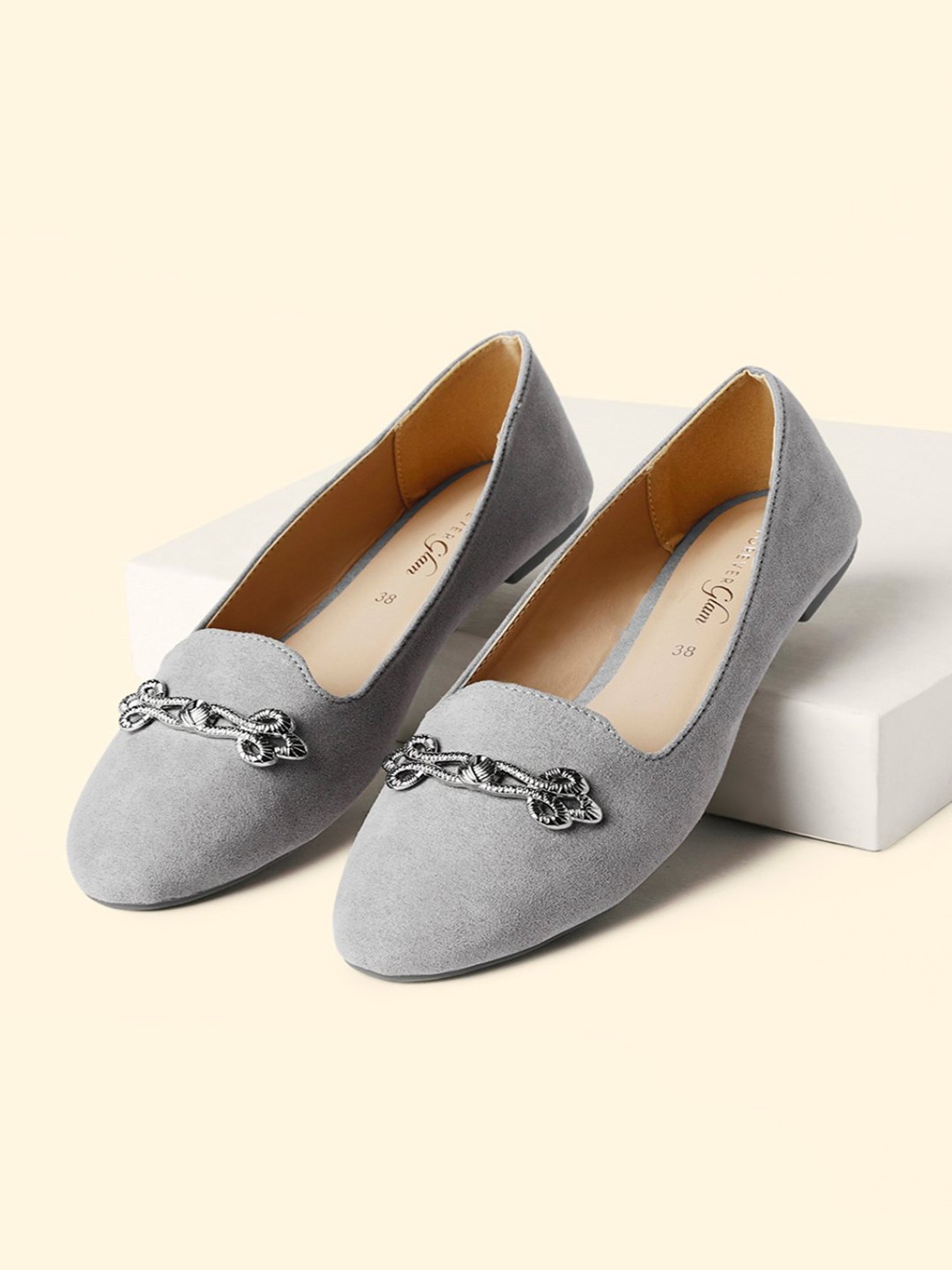 Forever Glam by Pantaloons Women's Grey Flat Ballets