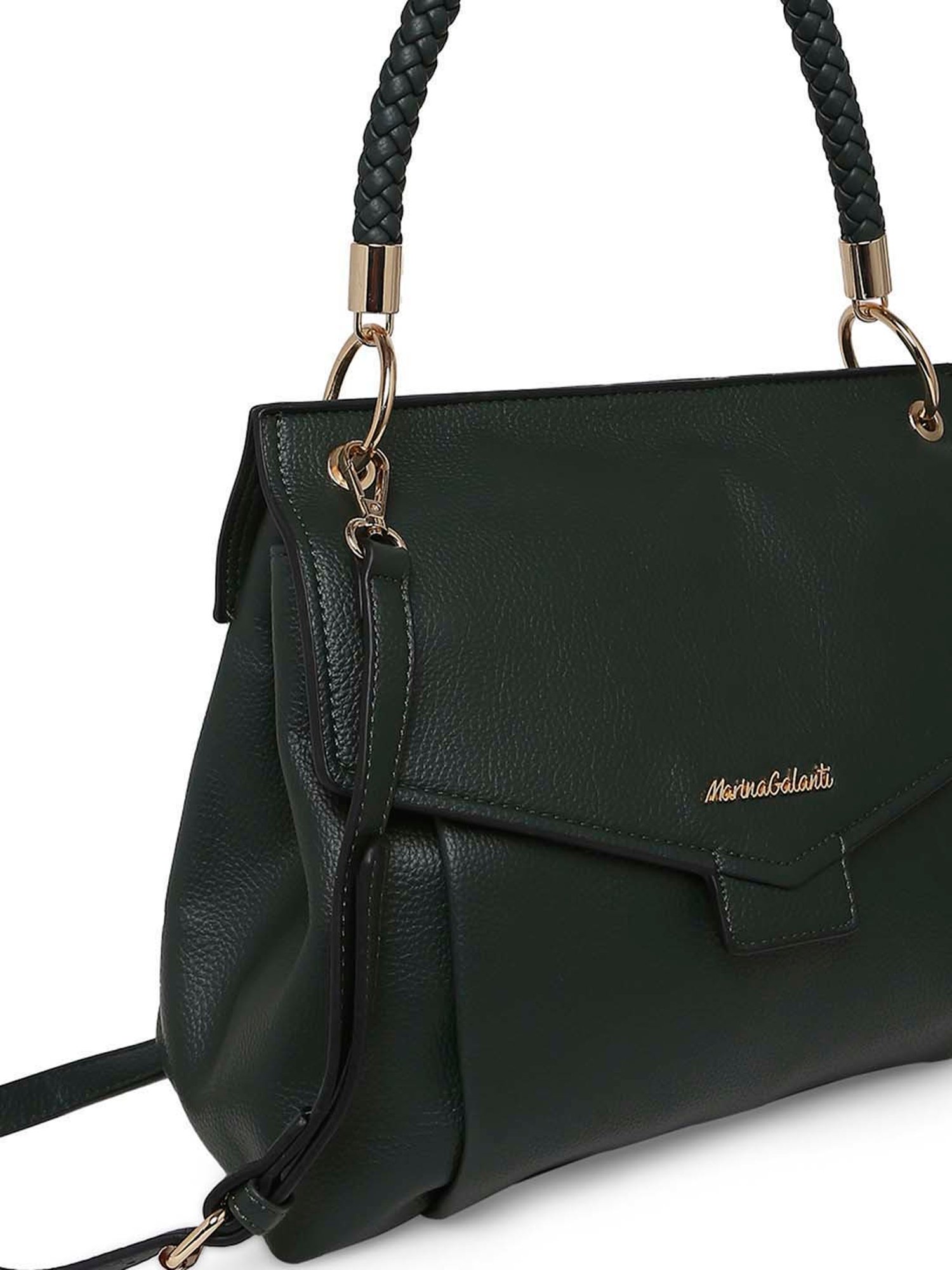 Marina Galanti Green Solid Medium Satchel Handbag