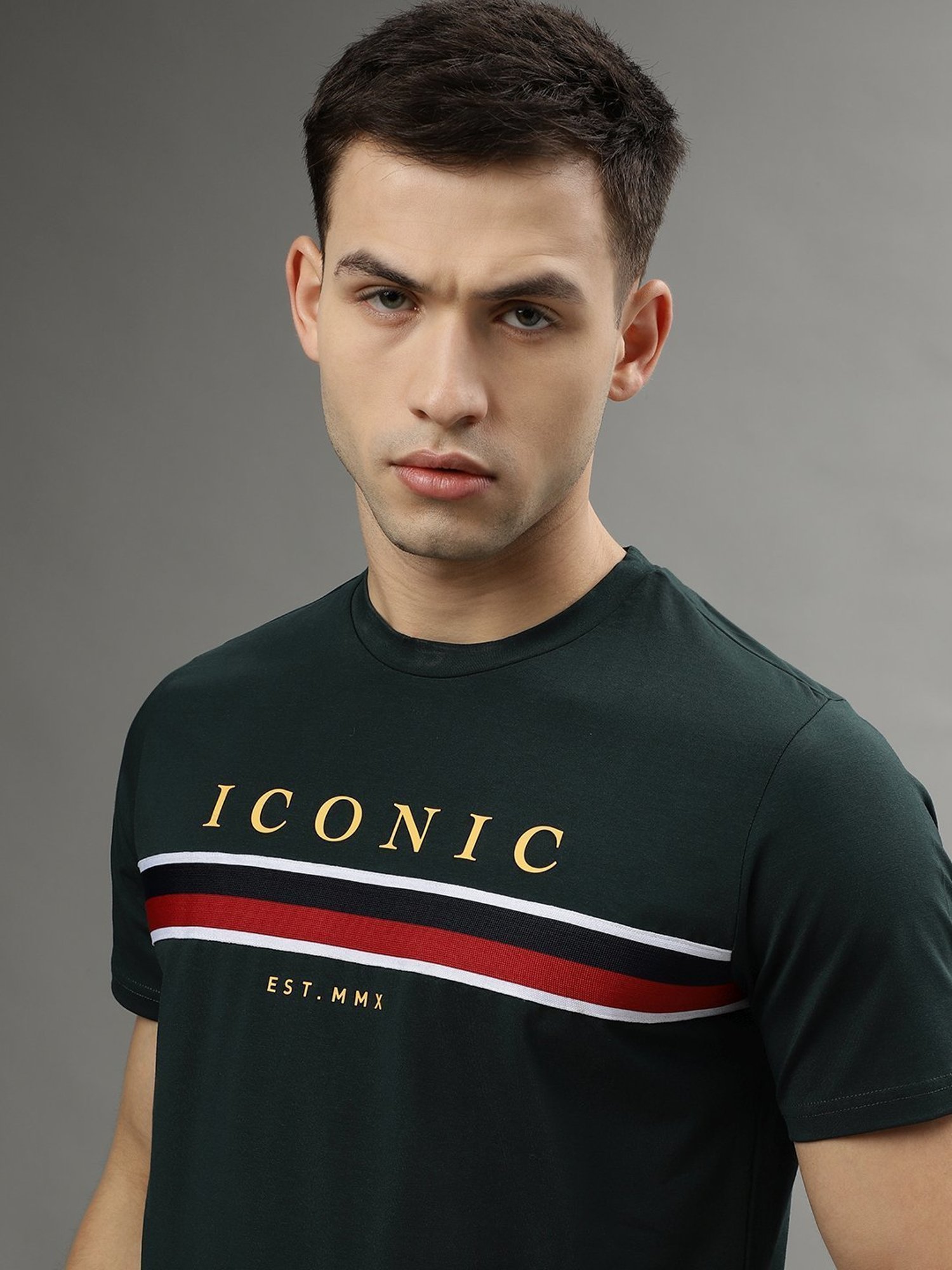 Iconic Men Graphic Print Regular Fit Cotton T-shirt