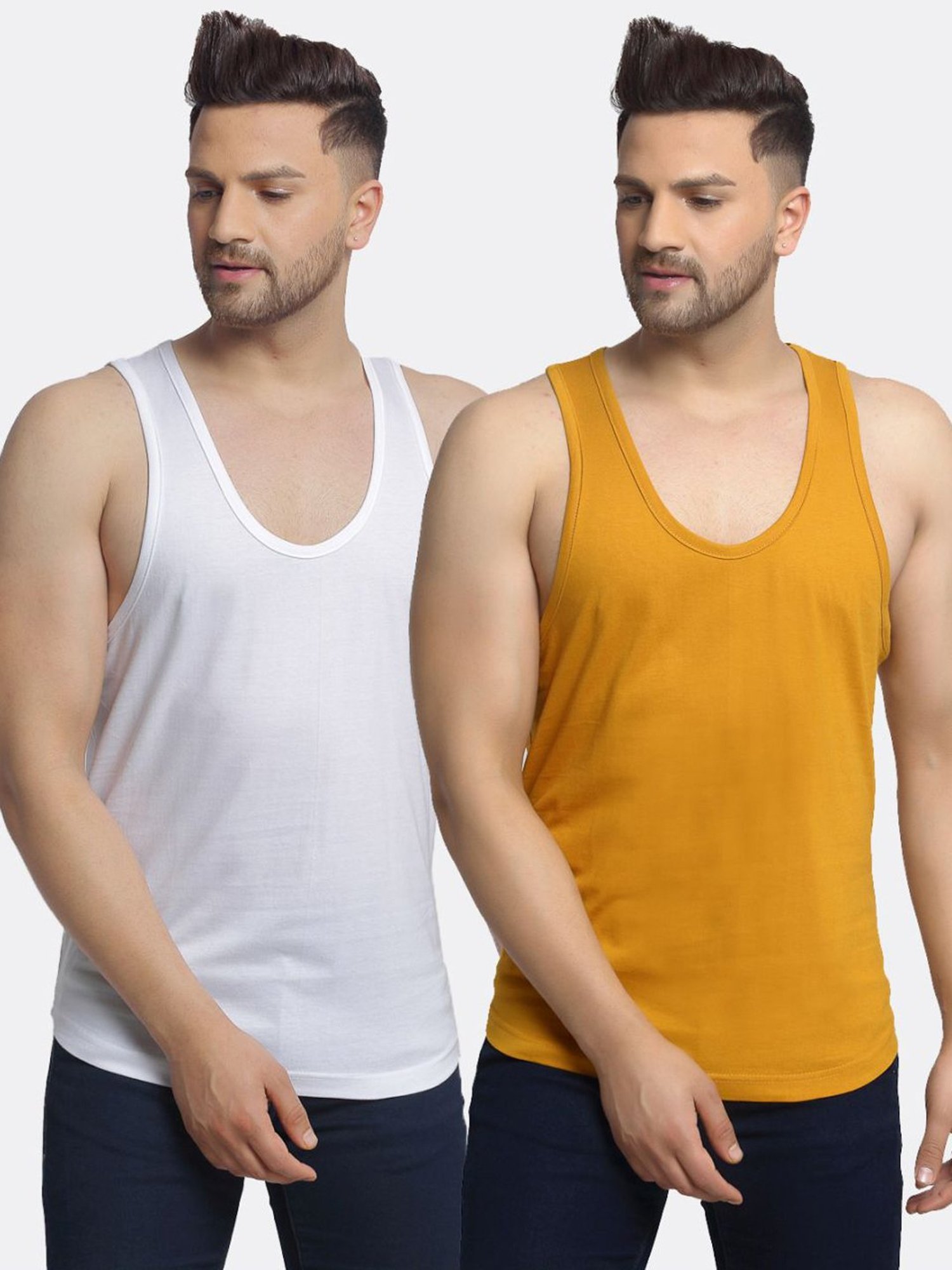 Friskers Multi Cotton Slim Fit Vest - Pack of 2