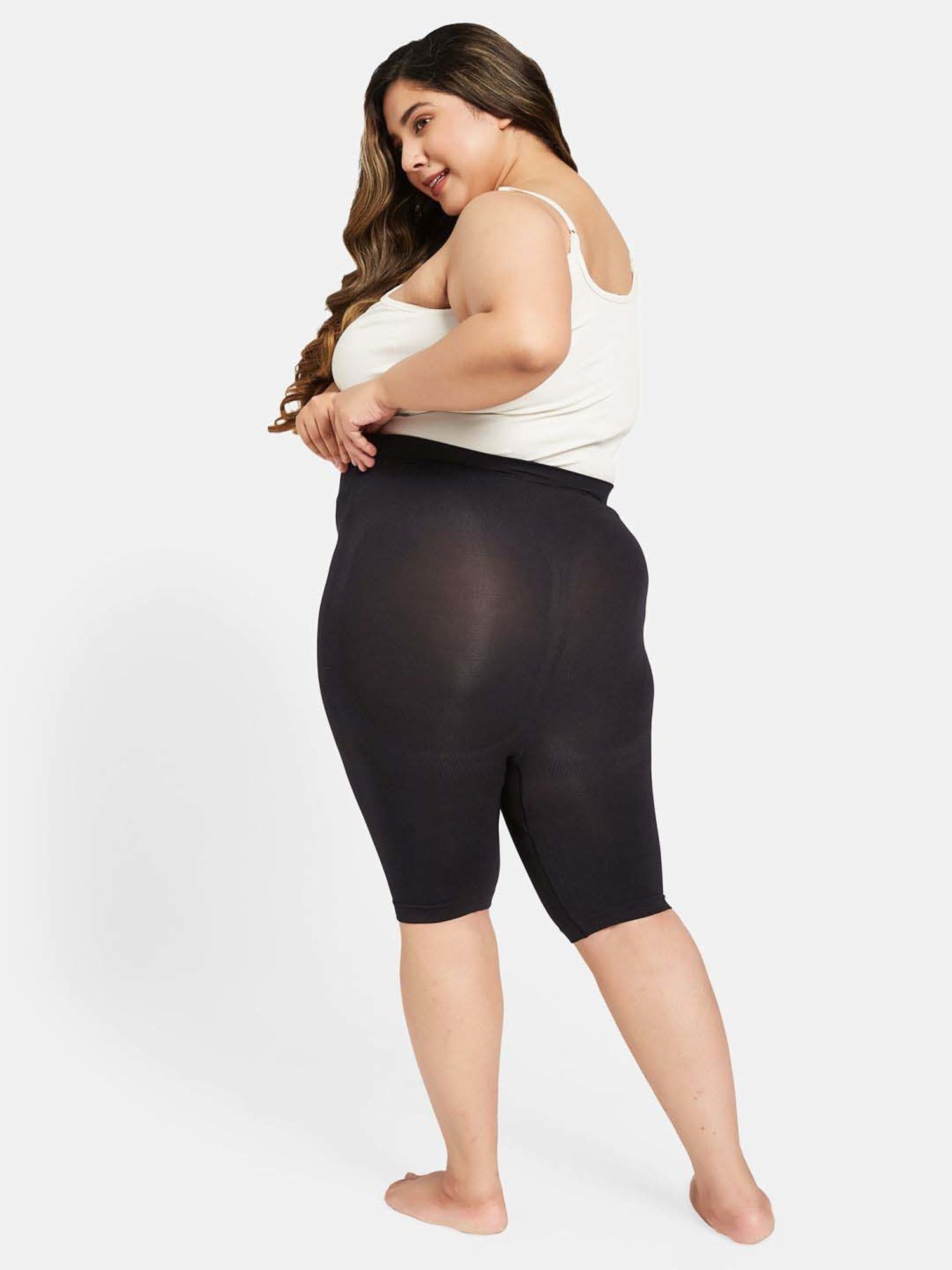 Secrets By ZeroKaata Black Plain Tummy & Thigh Shaper