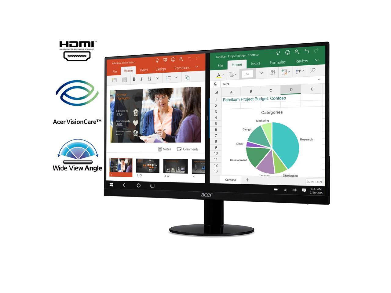 Acer SB220Q bi 21.5" Full HD (1920 x 1080) IPS Ultra-Thin Zero Frame Monitor (HDMI & VGA port)