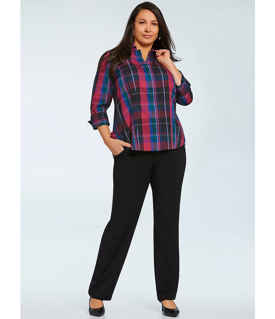 Investments Plus Size the PARK AVE fit Pull-On Straight Leg Pant with Pockets