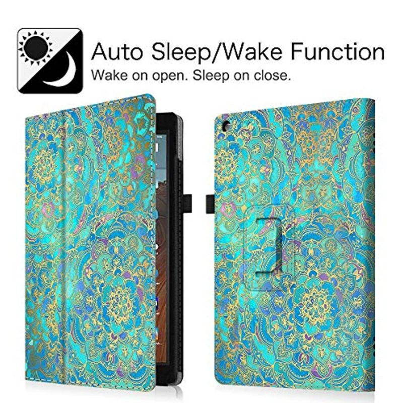 Fintie Folio Case for All-New Amazon Fire HD 10 Tablet (Compatible with 7th and 9th Generations, 2017 and 2019 Releases) - Premium PU Leather Slim Fit Stand Cover with Auto Wake/Sleep, Shades of Blue