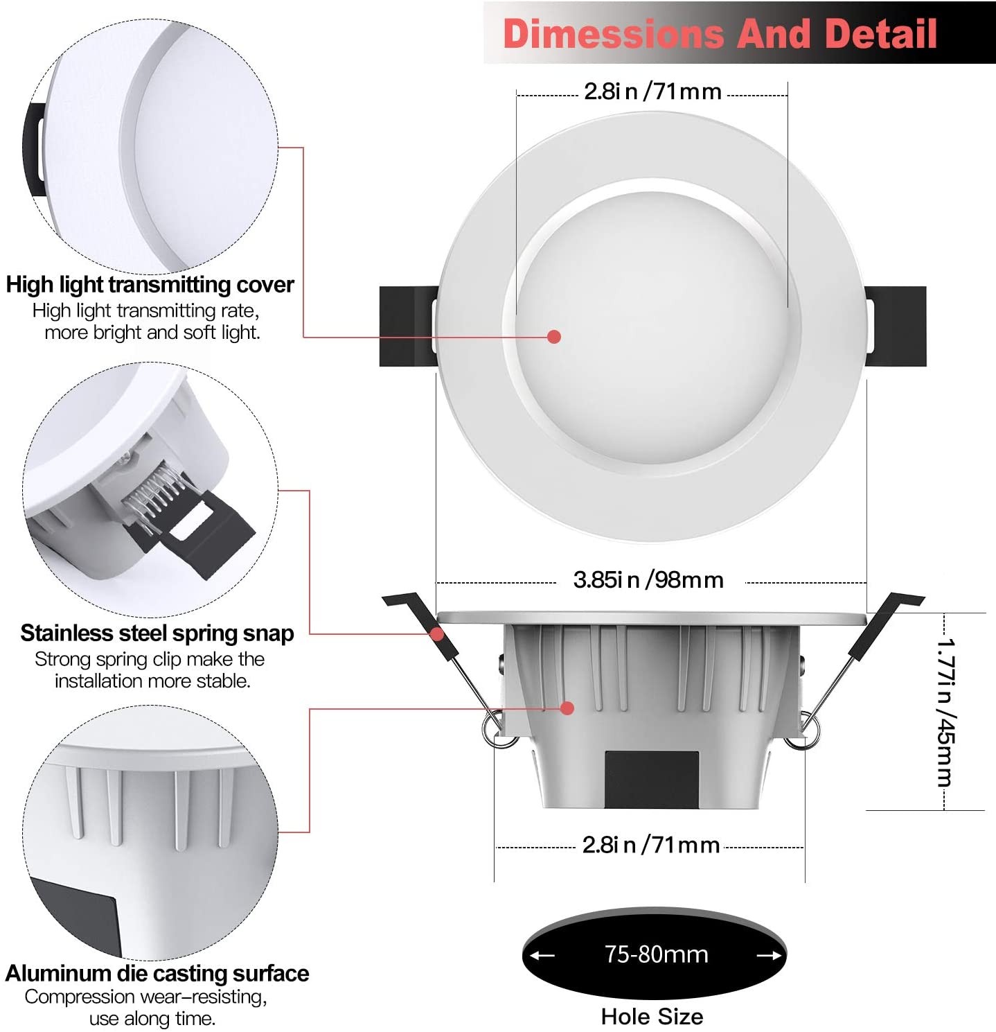MagicLight Smart Retrofit 3 Inch 5 Watts E26 LED Recessed Can Lights, 5 in 1 RGBCW Dimmable Multicolor Bluetooth Mesh App Control Smart LED Downlight