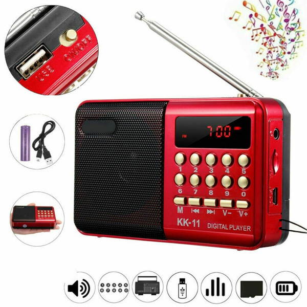 Portable Mini FM Radio Speaker Music Player TF Card U-Disk Reader W/ 18650# Rechargeable Battery