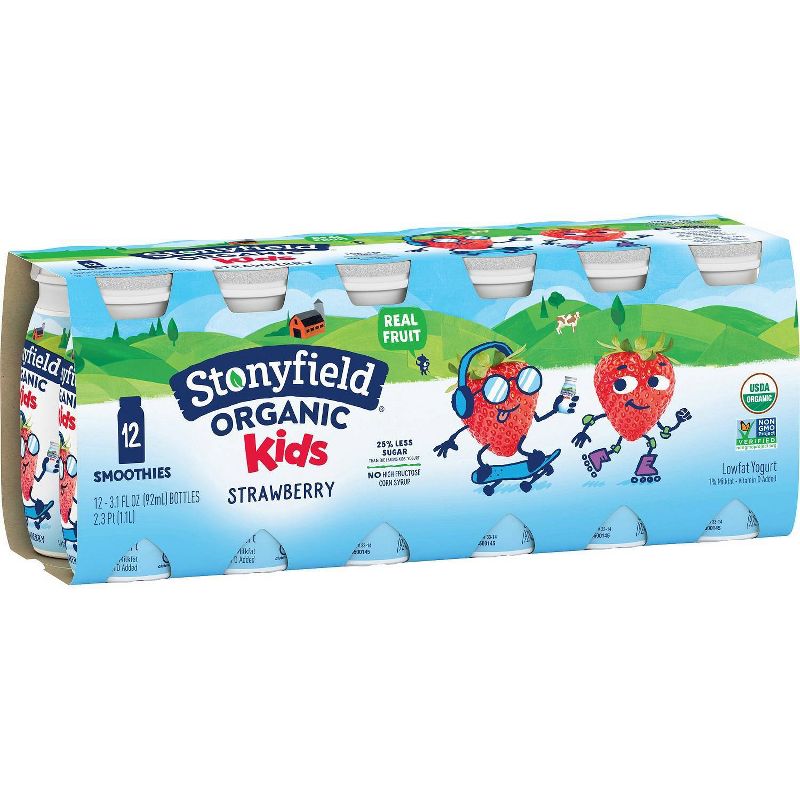 Stonyfield Organic Kids' Strawberry Yogurt Smoothies - 12pk/3.1 fl oz Bottles