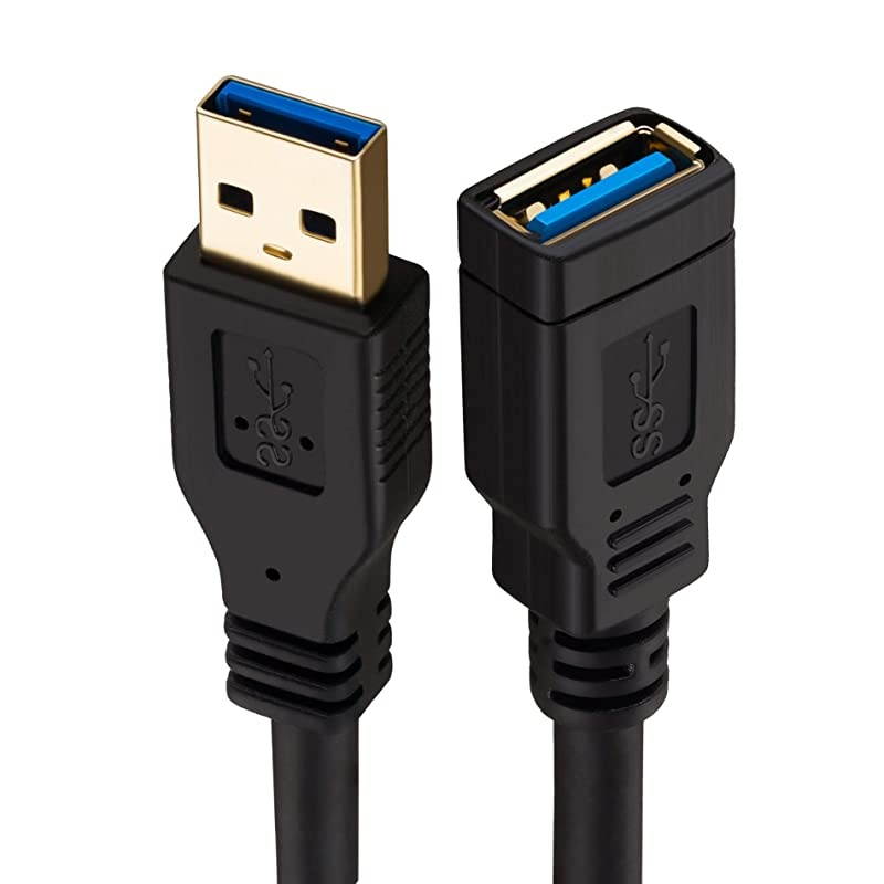 USB 3.0 Extension Cable 5 ft, USB 3.0 Super Speed Type A Male to Female USB Extension Cord for USB Flash Drive, Card Reader, Hard Drive, Keyboard,Playstation, Xbox, Oculus VR, Printer, Camera E