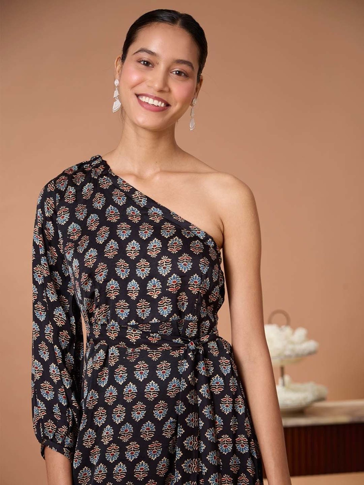 Okhai Black Printed Ethnic Dress