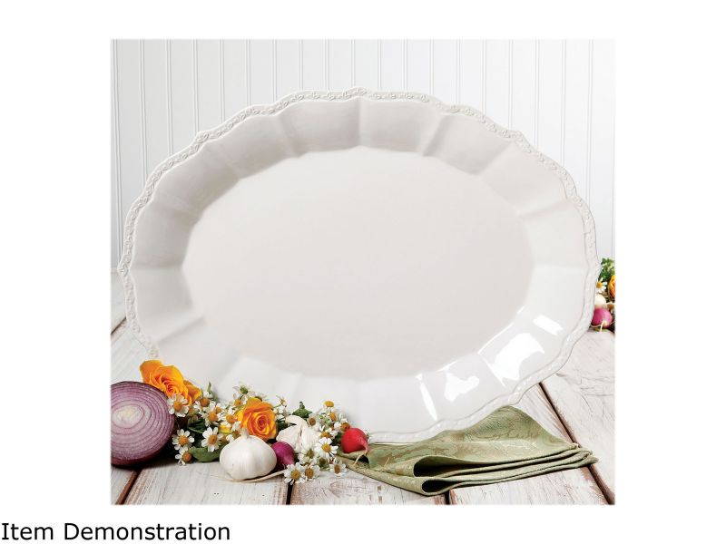 Gibson Home 116995.01 Cafe Posh 18.75 Inch Oval Platter, White