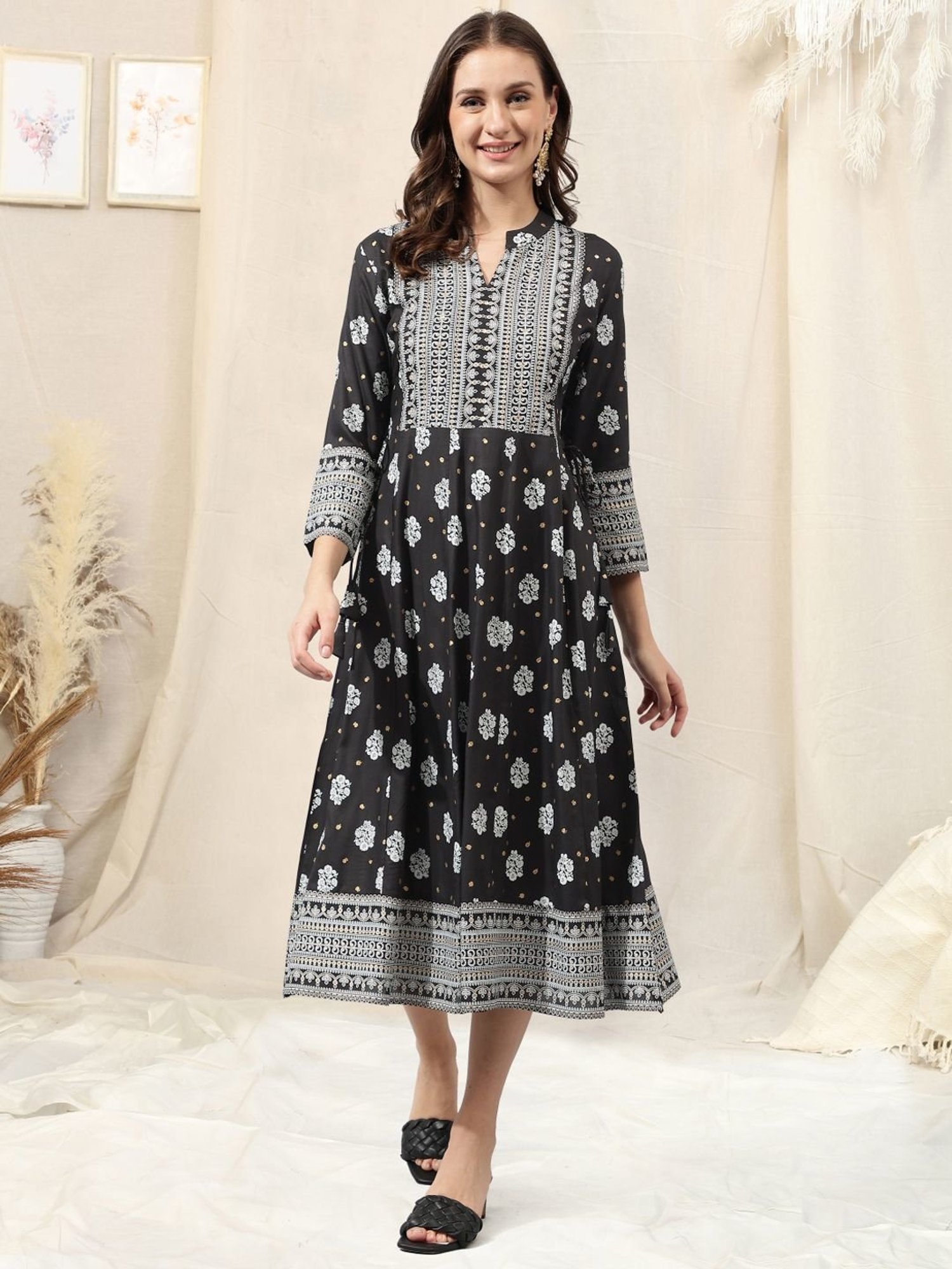 Saffron Threads Red Ethnic Dresses