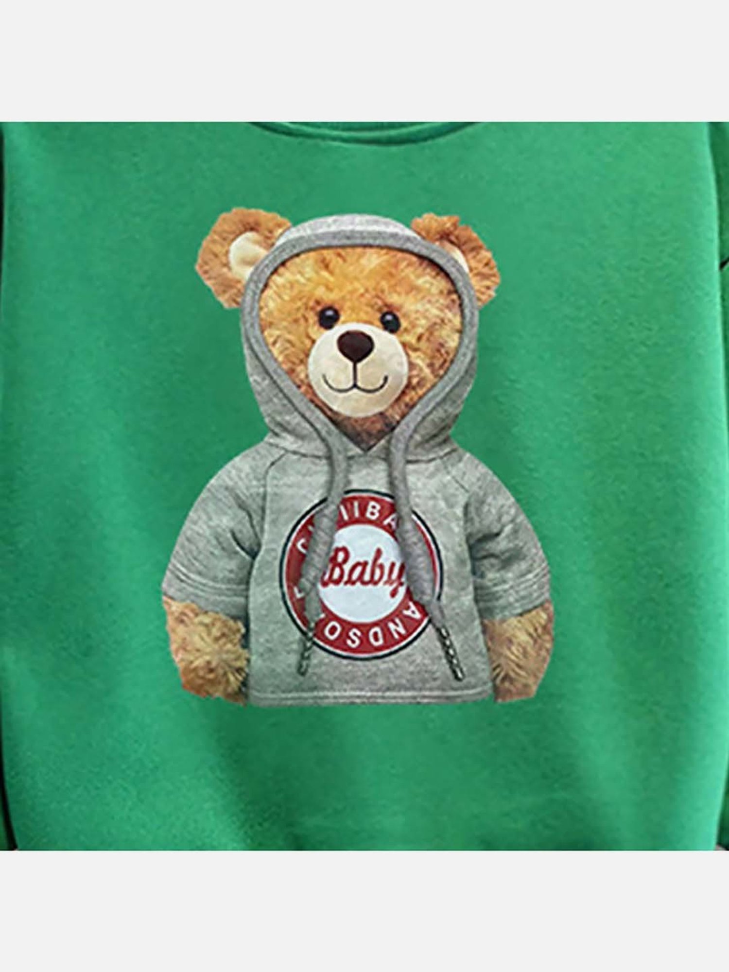 Little Surprise Box Kids Green & Black Applique Full Sleeves Sweatshirt Set