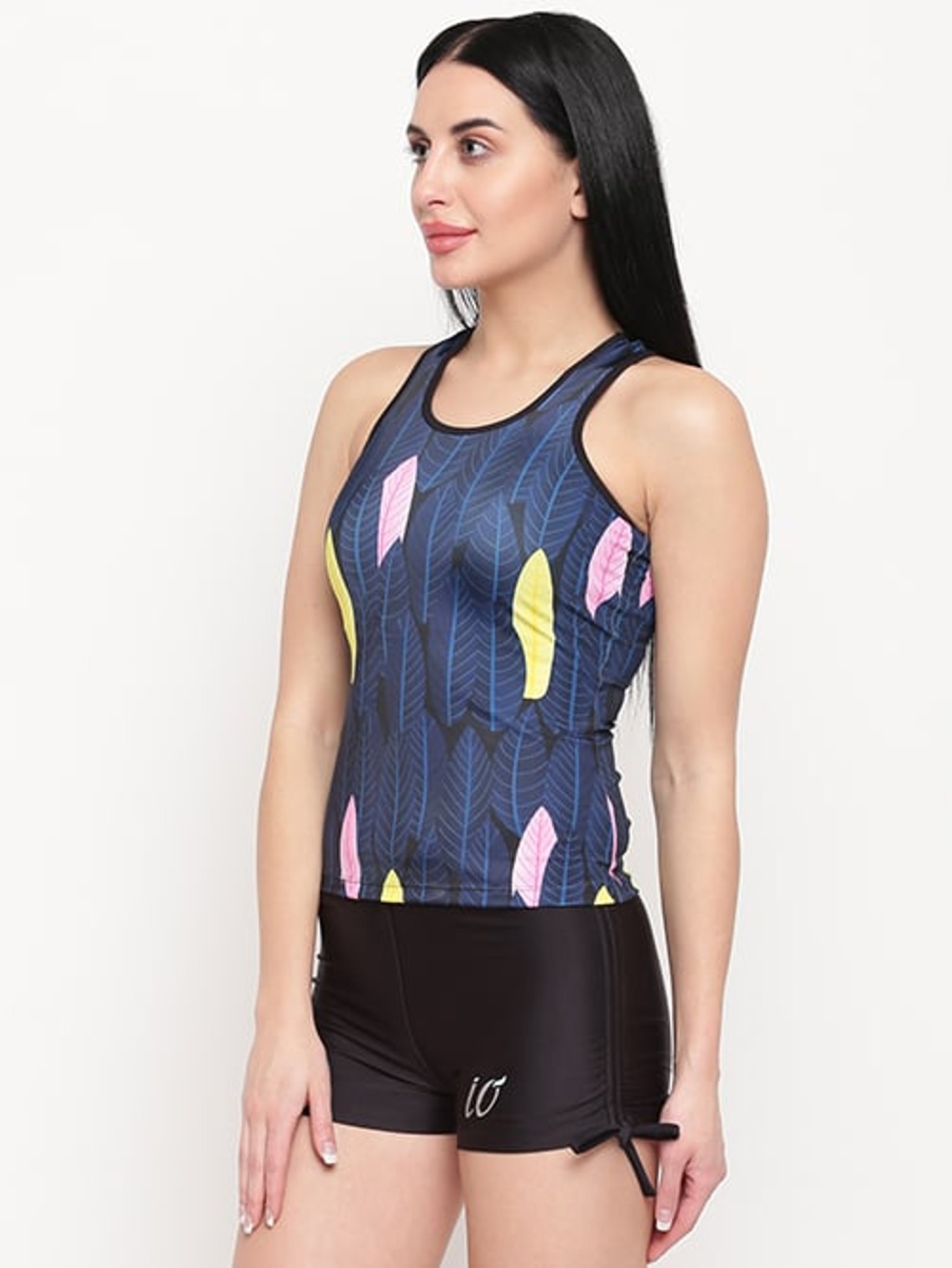 IO Blue & Black Printed Tankini