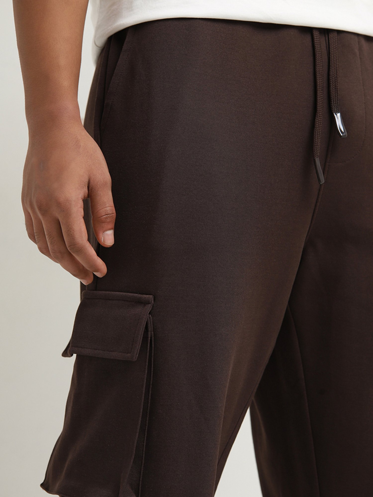 Studiofit by Westside Brown Cargo-Style Mid-Rise Relaxed-Fit Pants