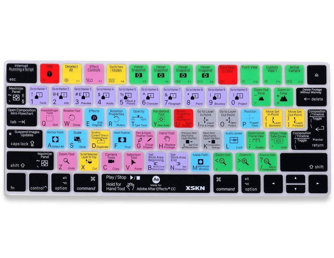 XSKN Adobe After Effects CC Shortcut Keyboard Cover for Apple Magic Keyboard (MLA22LL/A), US and EU Layout