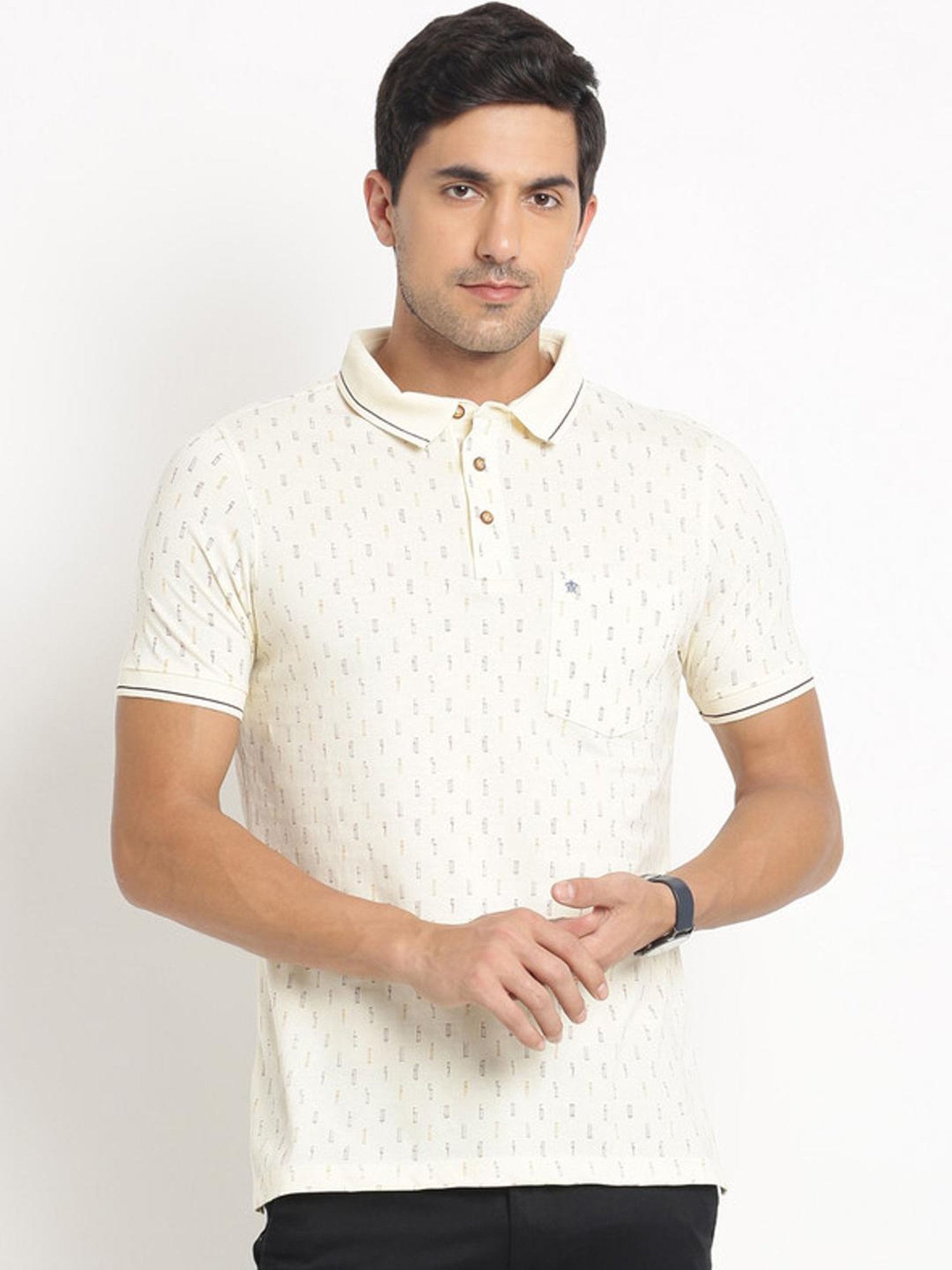 Turtle Yellow Slim Fit Printed Polo T-Shirts