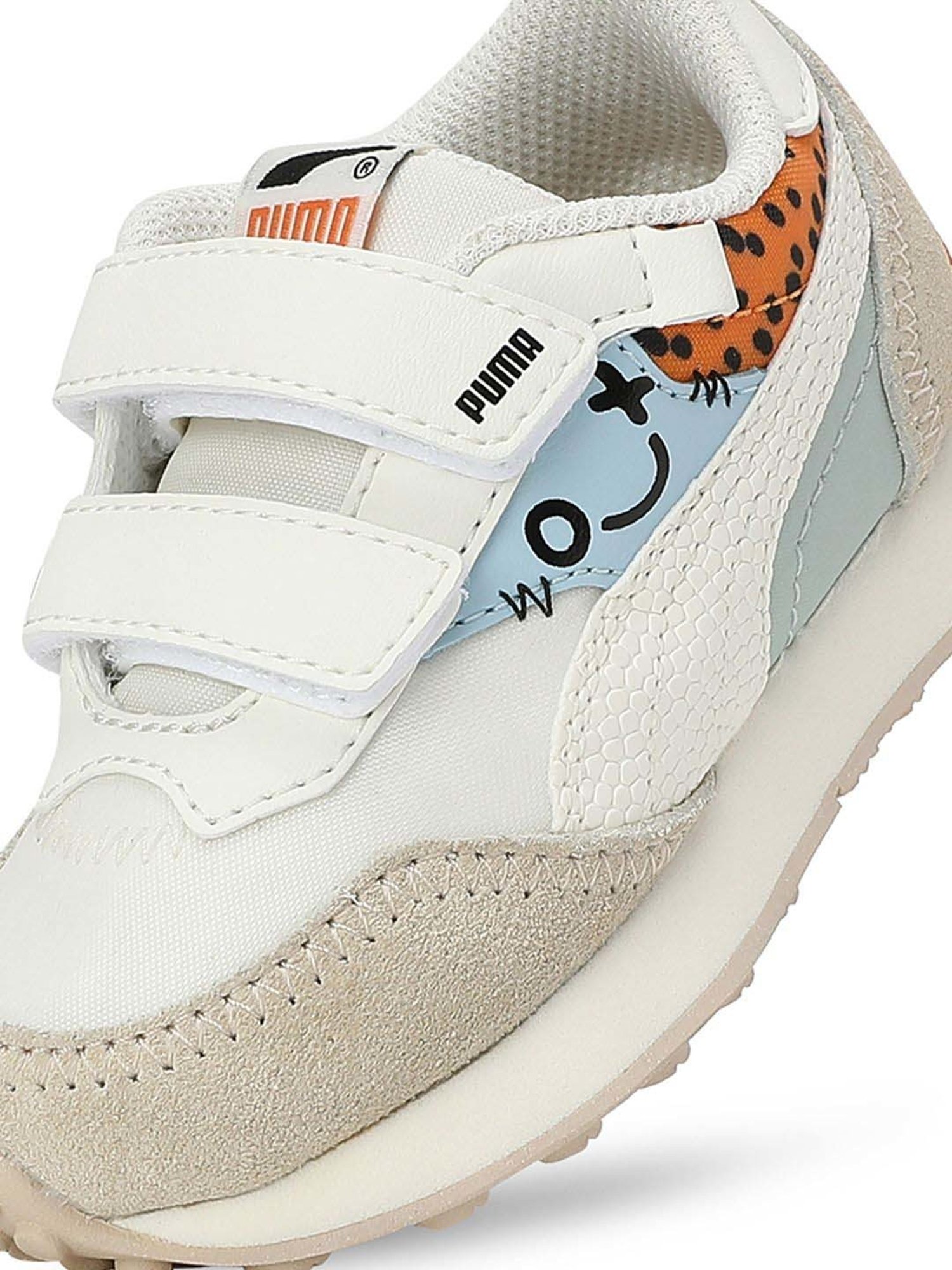 Baby Moo Kids Brown & White Velcro Shoes