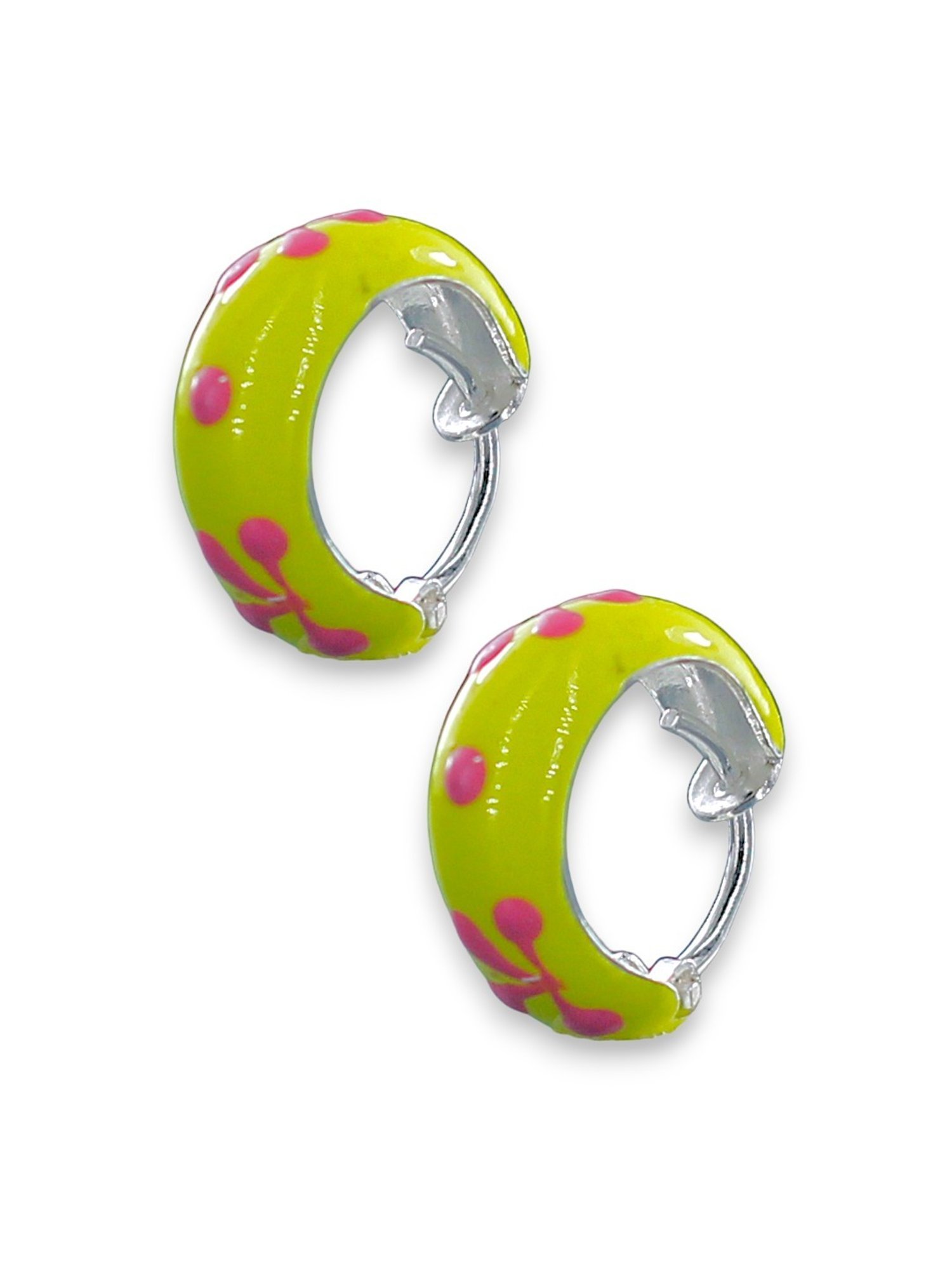 Taraash 92.5 Sterling Silver Enamel Yellow Hoop Earrings for Kids Girls