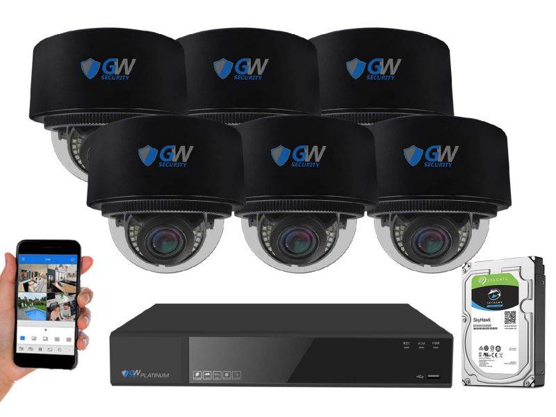 GW Security 16 Channel 4K NVR 8MP (3840x2160) H.265+ IP PoE AI Security Camera System with 16 UHD 4K 2.8-12mm Varifocal Zoom Outdoor/Indoor Dome Camera, Face Recognition, Intelligence Analytics