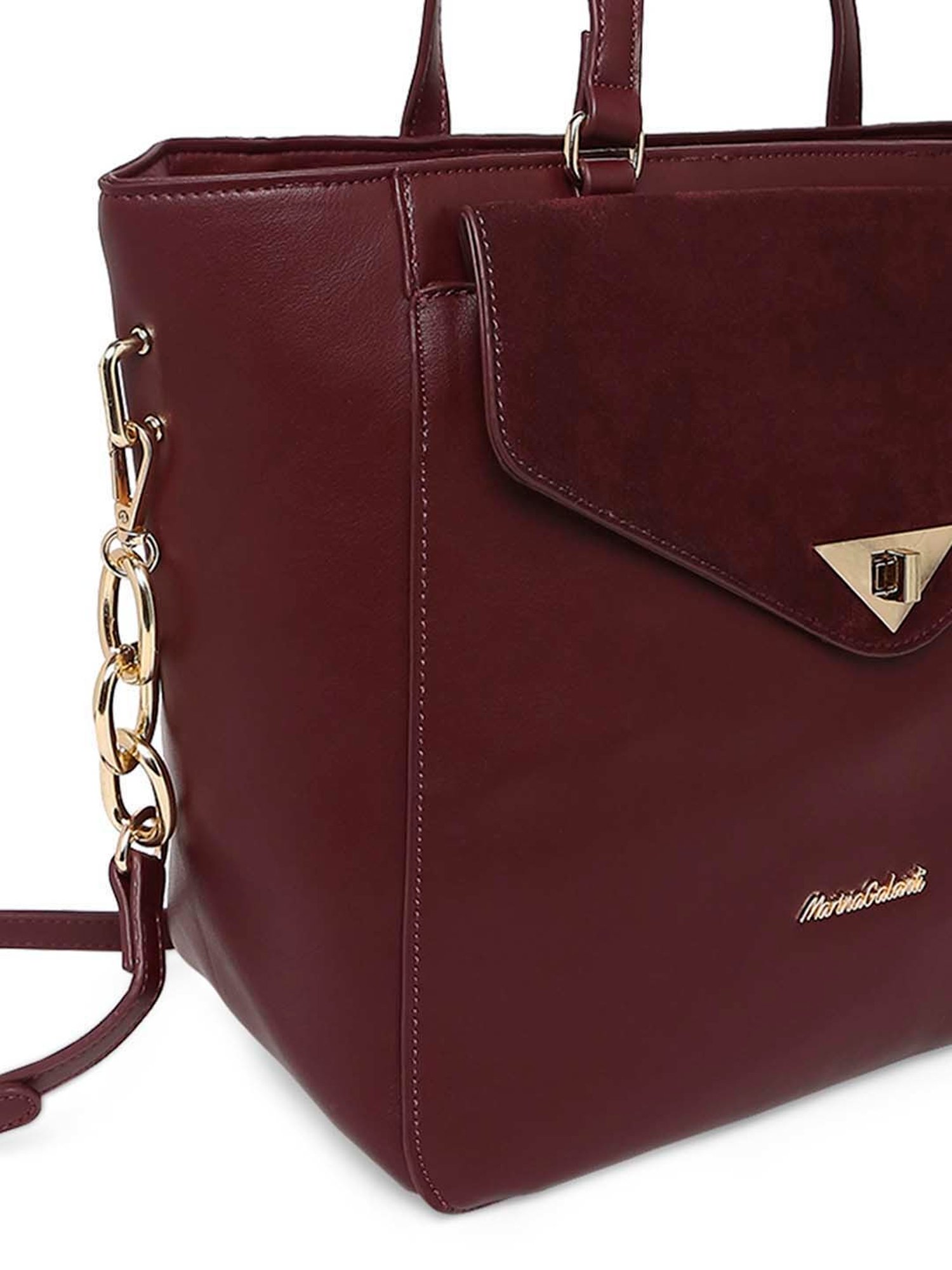 Marina Galanti Maroon Solid Medium Tote Handbag