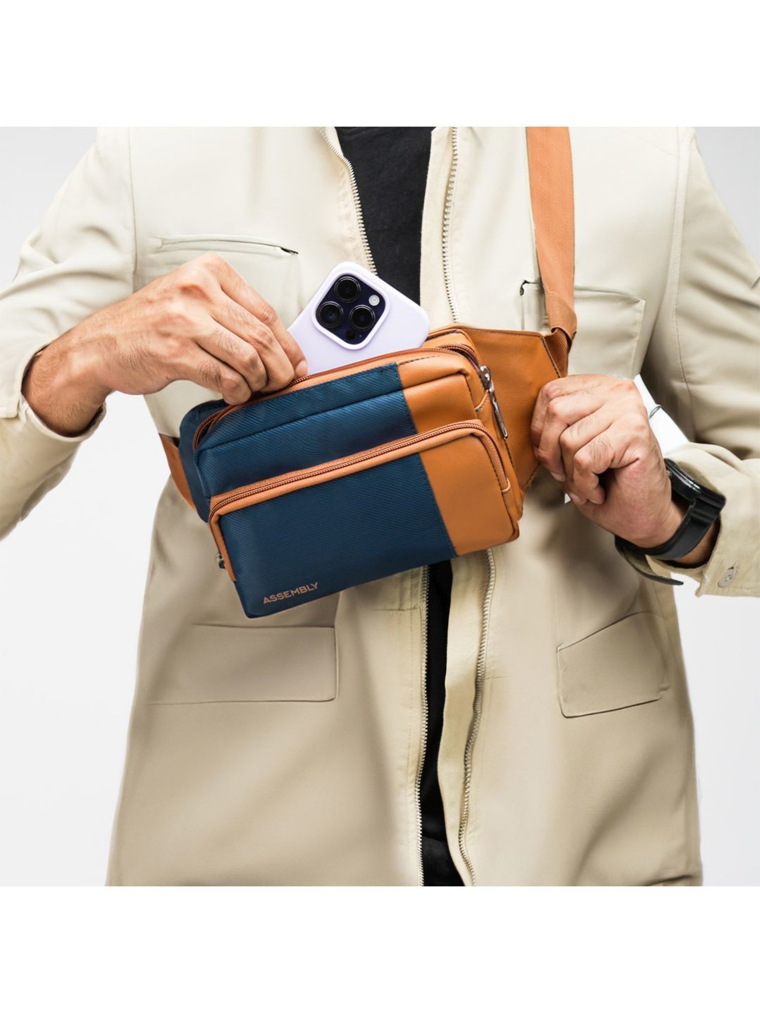 Assembly Blue Color Block Waist Pouch