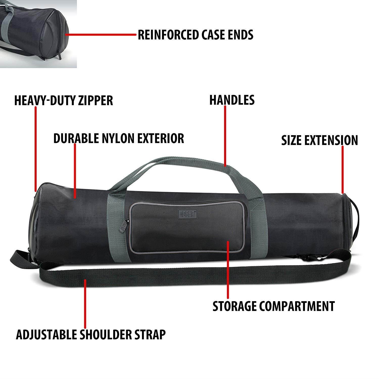 USA Gear Tripod Stand Carrying Case Photography Bag (30 inch) with Travel Strap, Expanding Top and Storage Works with Vanguard, Polaroid, Digital Concepts and More 30-inch Foldable Tripods
