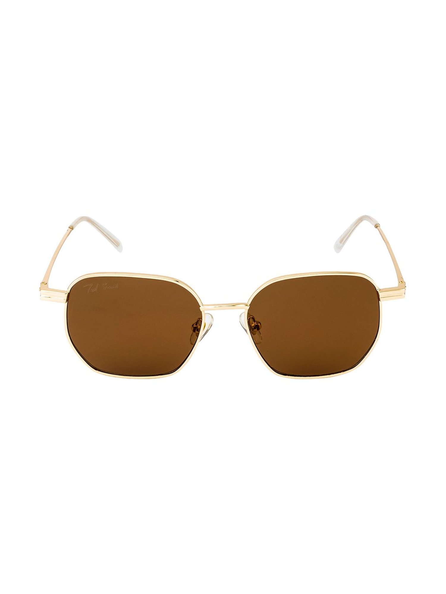 Ted Smith Brown Geometric Unisex Sunglasses