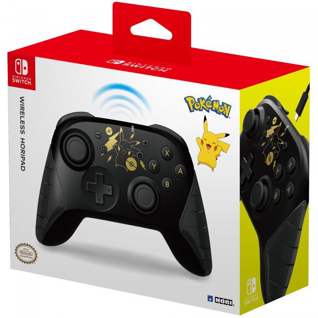 Hori Nintendo Switch Wireless Horipad Controller w/ Pikachu Design - Black, Ergonomic Accelerometer, Lightweight, Rechargeable Battery | Gaming Consoles & Accessories