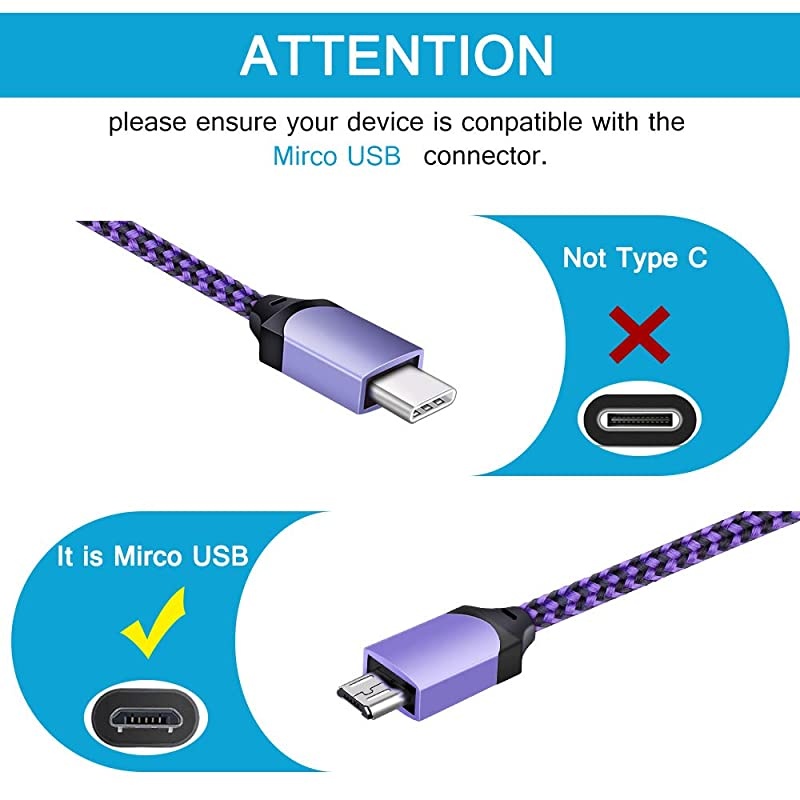 Charger Block One Port Wall Charger Brick Box with 2Pack 6ft Micro USB Cable Android Charger Cord Compatible for Samsung Galaxy S76 A10 J873 Note 54LG Stylo 2 3 K50 K4030 G43Moto G5 E6
