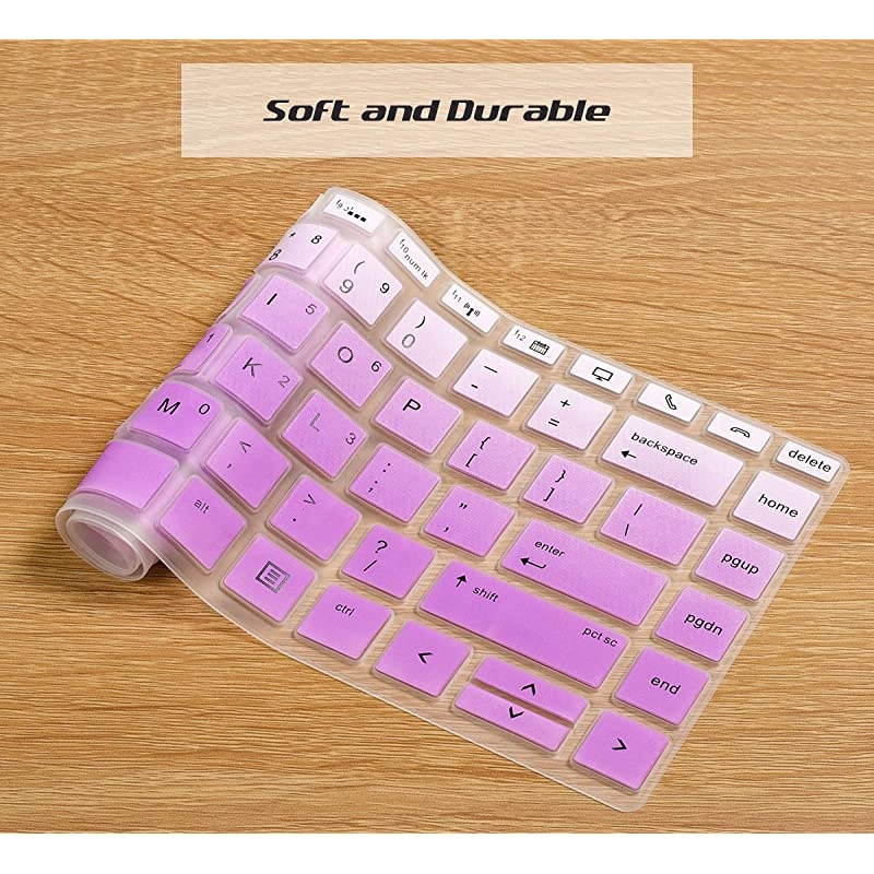 Pack HP EliteBook Keyboard Cover 14 Inch Slicone Keyboard Skin for 14 HP EliteBook 840 G5 G6 HP EliteBook 745 G5 G6 14 Inch HP ZBook 14u G5 G6 CoverOmbre Purple+Clear