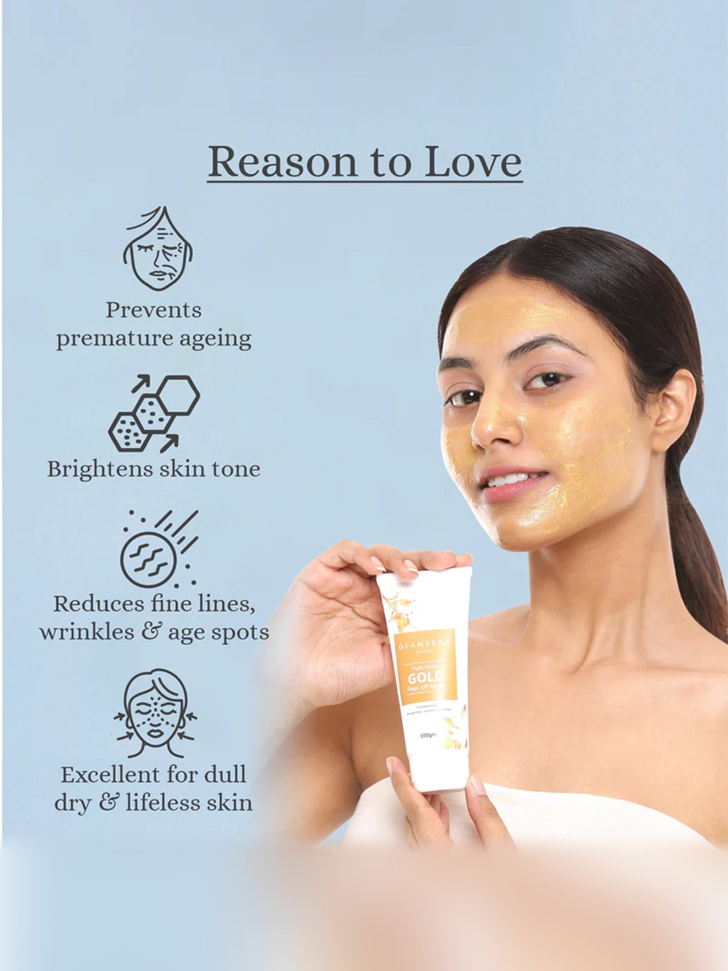 Glamveda Pure Glow Gold Peel Off Mask - 100 gm