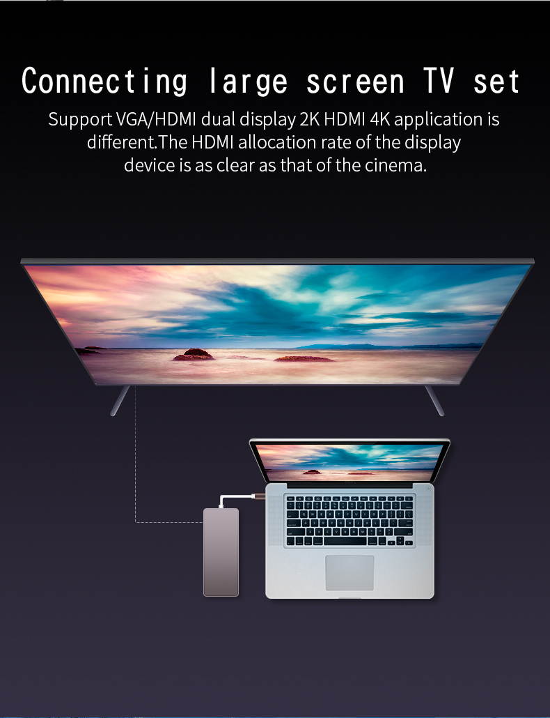 CableDeconn USB-C Thunderbolt 3 Hub usb3.1 Type C to HDMI 4K VGA 1080P SB3.0 USB2.0 USB C PD 5in1 Docking Adapter for Macbook Pro 2017 2016