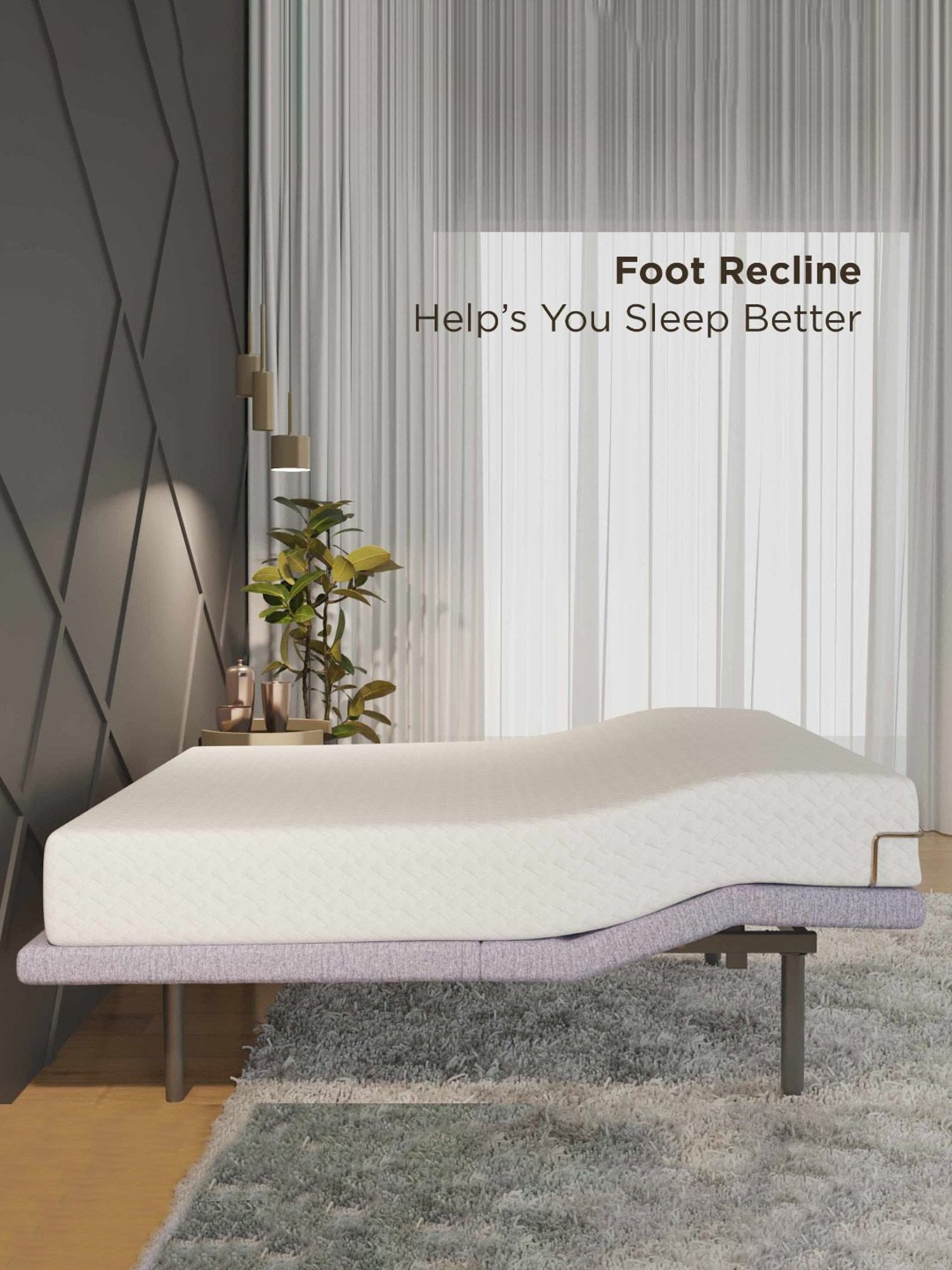 The Sleep Company Elev8 Grey Metal Smart Adjustable Single Bed Base