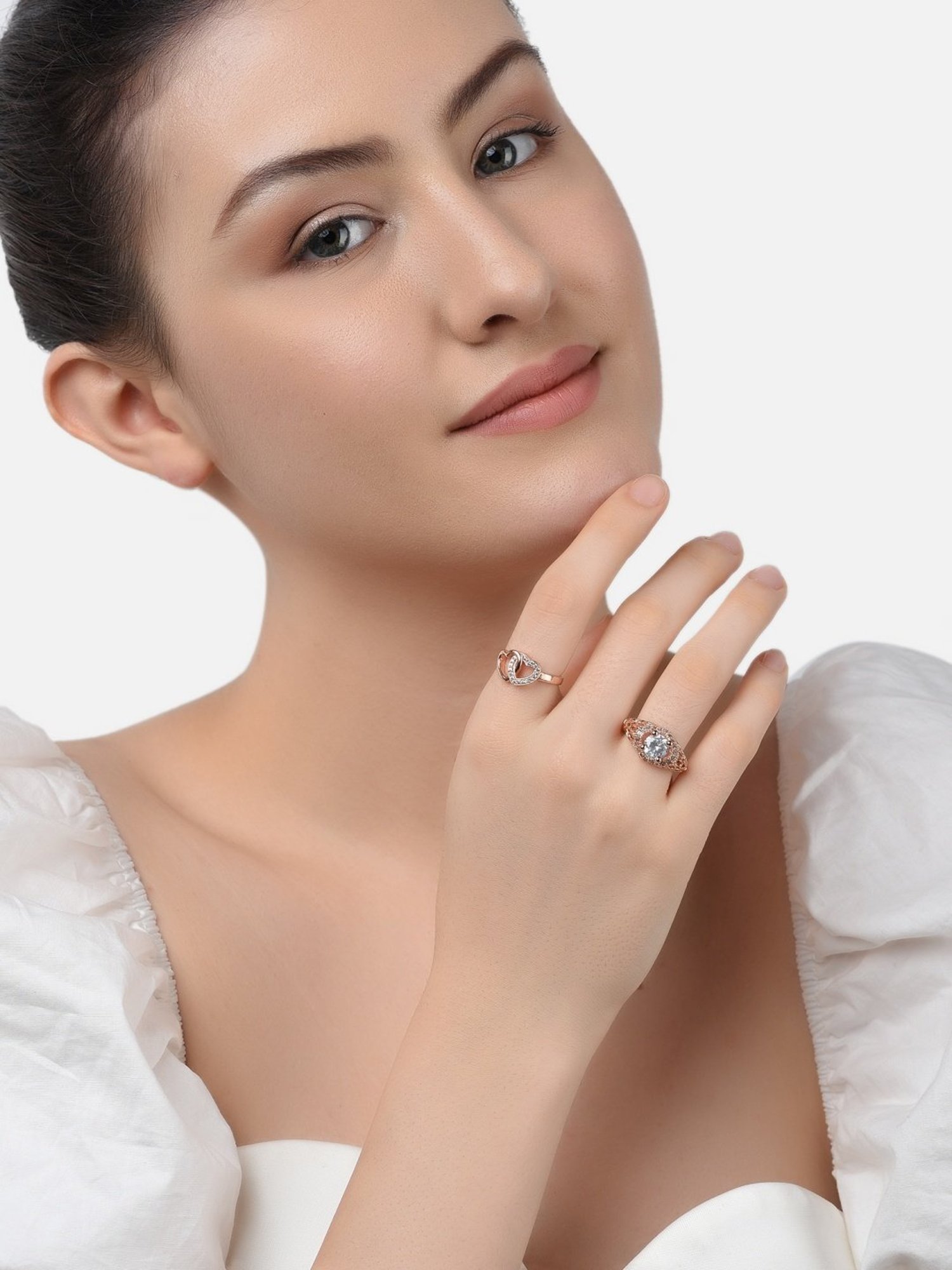 Accessorize London Women's Jewel Embellished Rings Set Of Three White