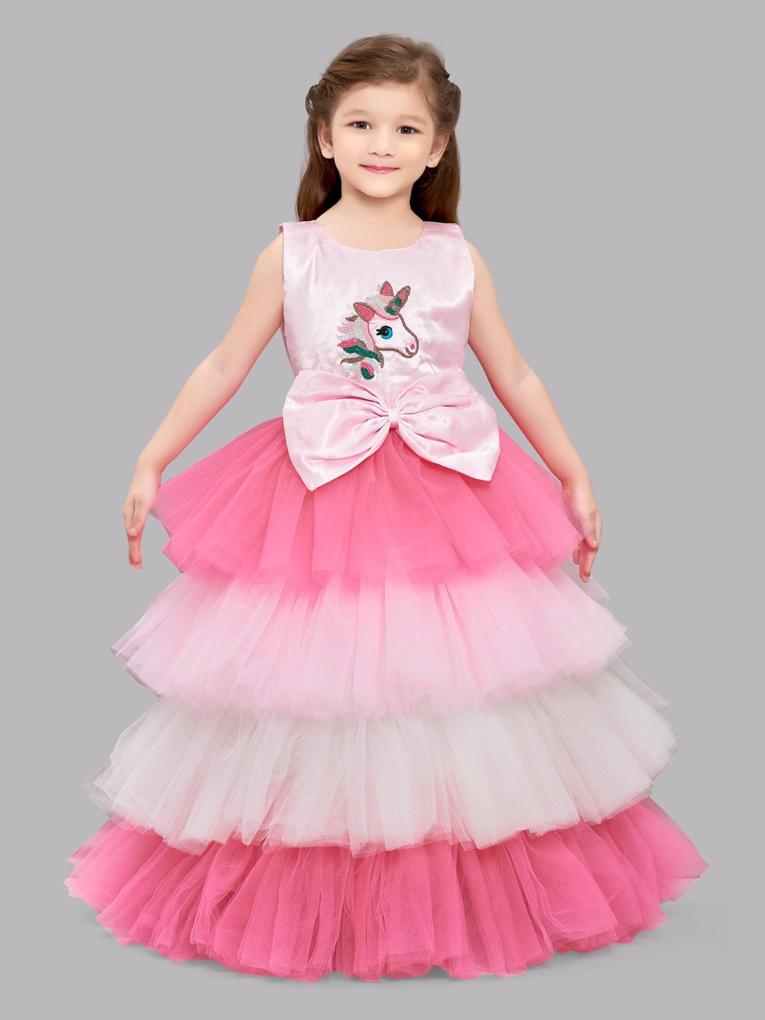 Pink Chick Kids Light Pink Embellished Gown
