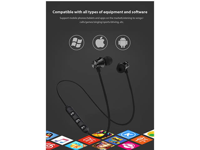 AutofeelSunriseoffice Magnetic Attraction Bluetooth Earphone Headset Sports Wireless Bluetooth 4.2 With Charging Cable Build-in Mic Headphones