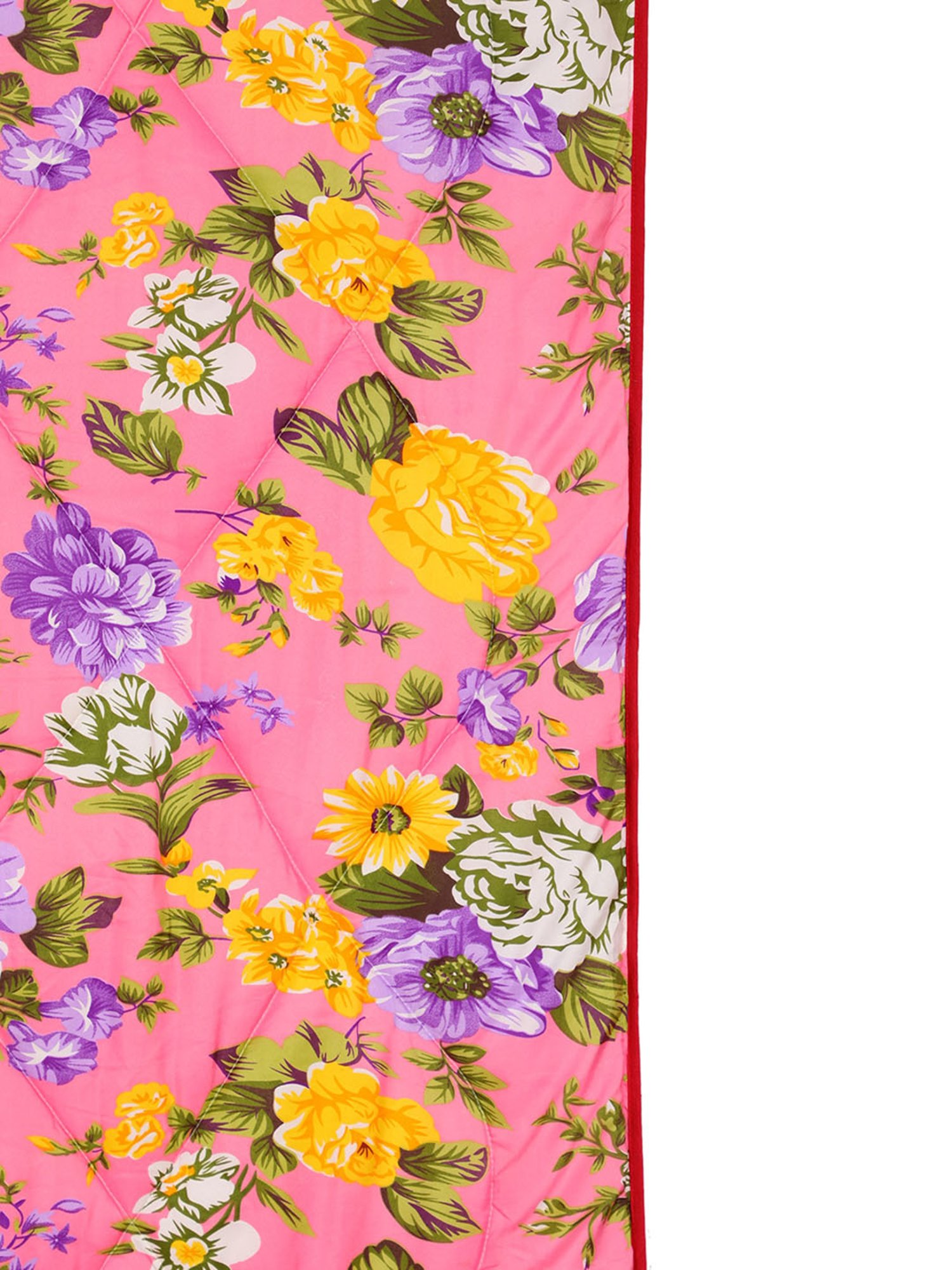 Romee Pink Polyester Floral Blankets Quilts and Dohars