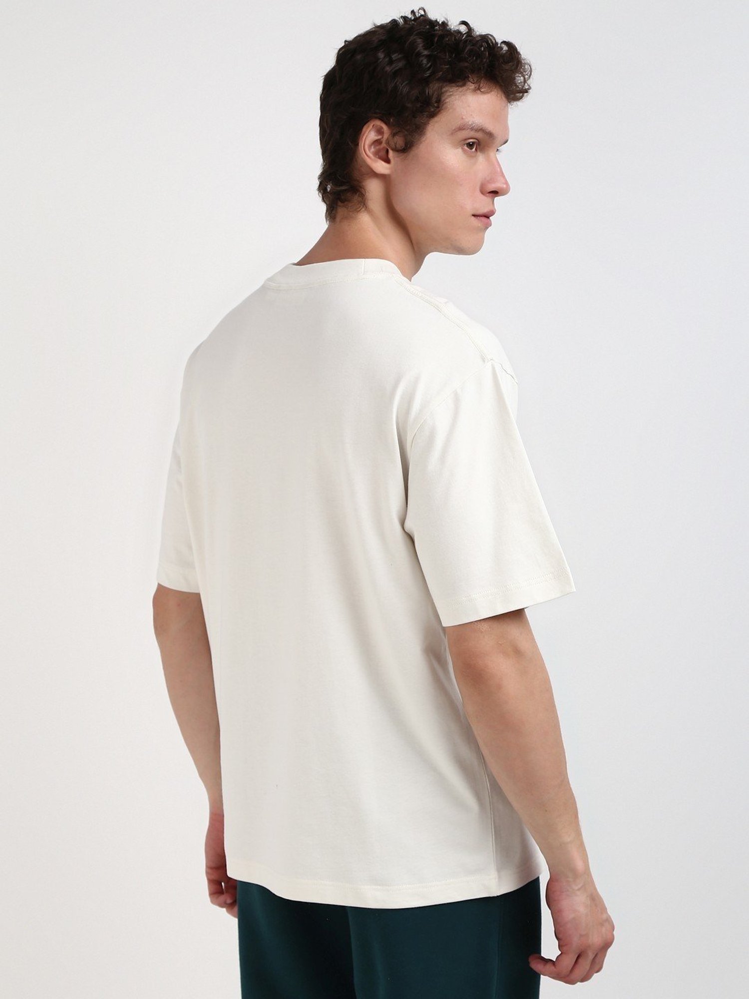 Calvin Klein Jeans Ivory Cotton Relaxed Fit T-Shirt