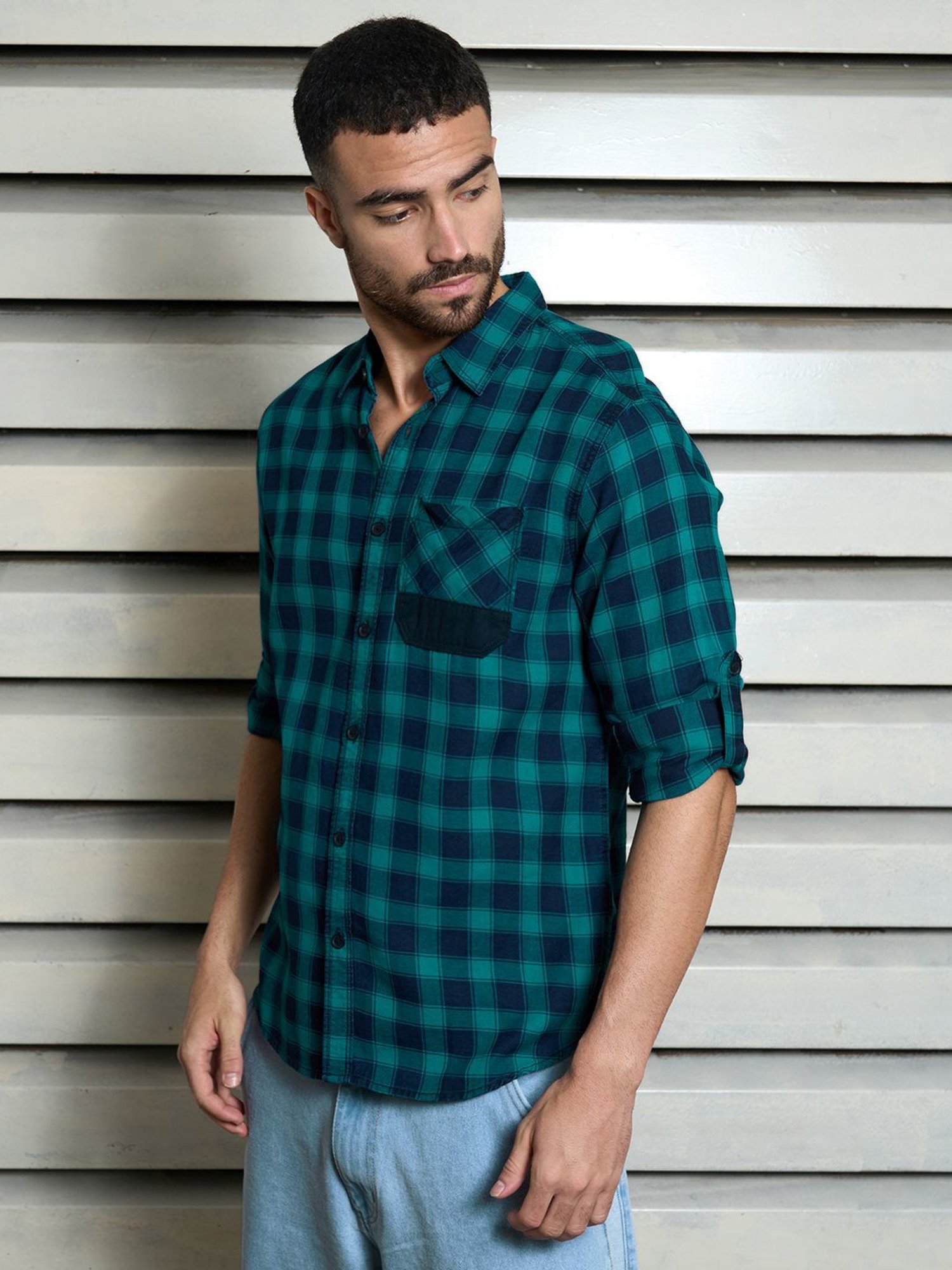 High Star Multi Cotton Regular Fit Checked Shirt