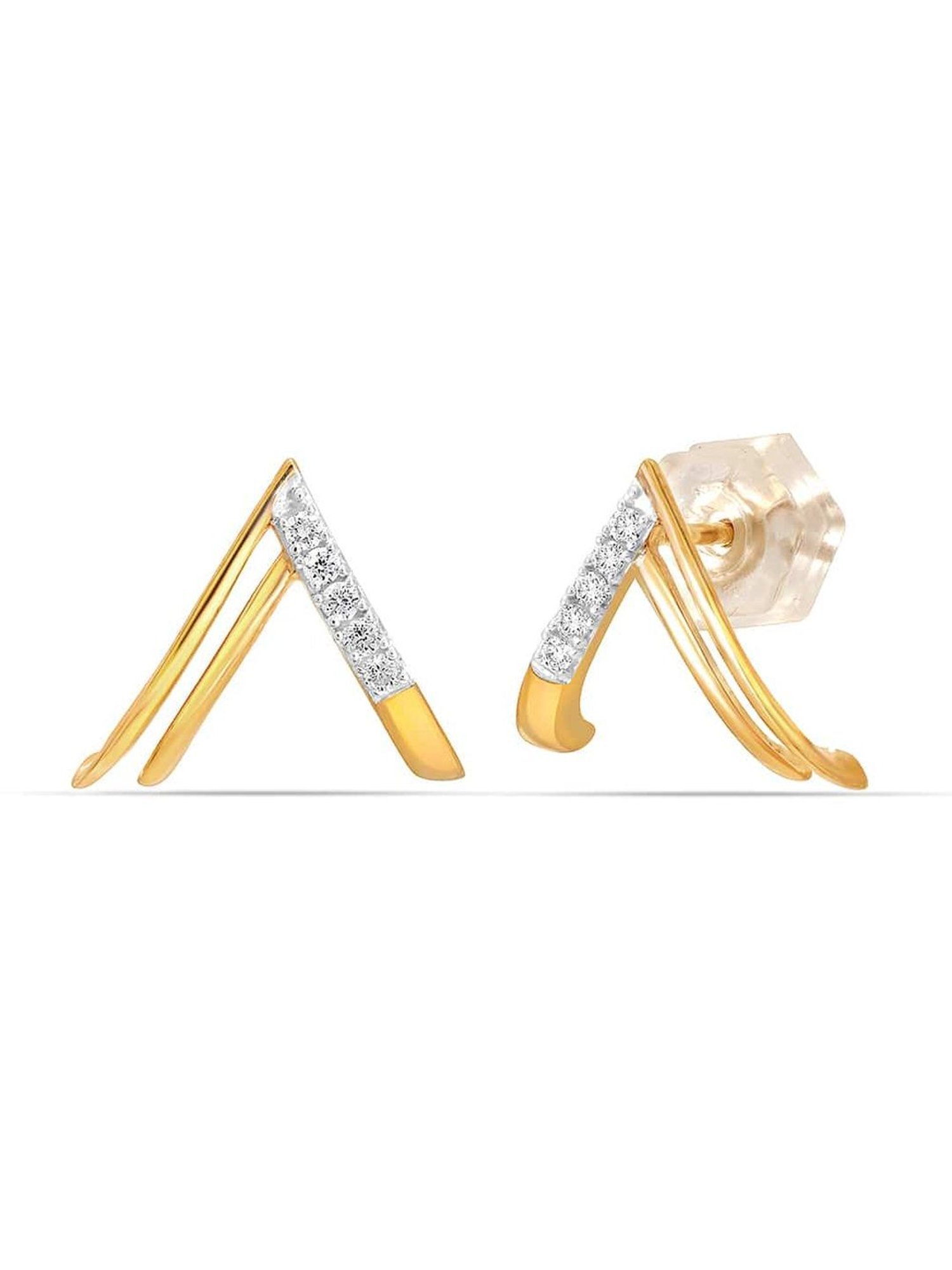 Mia By Tanishq Mia Icicles 14k Gold Radiant Ridge Stud Earrings