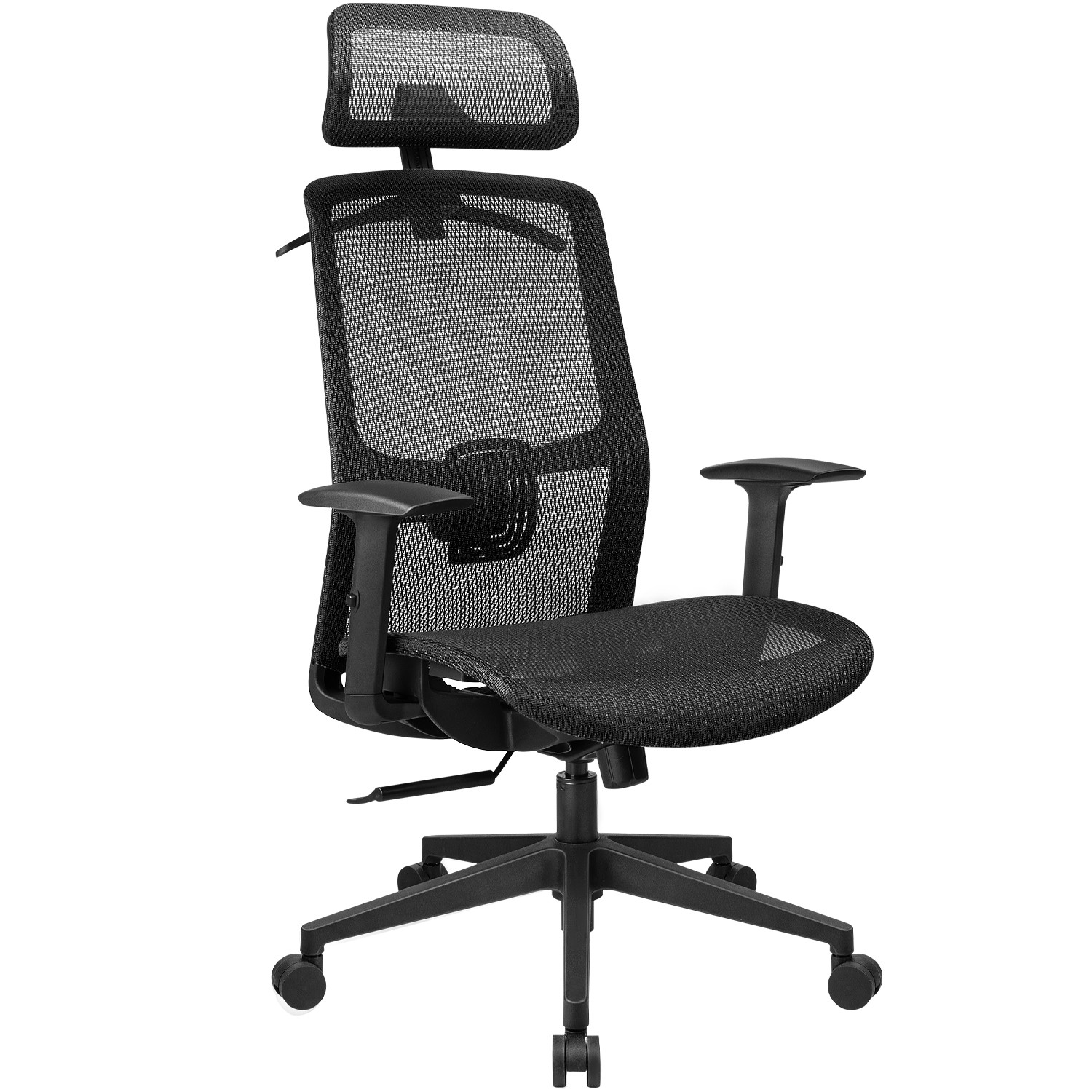 Furmax Ergonomic Office Chair Executive Chair with Mesh Seat High Back Computer Desk Chair with Adjustable Headrest Lumbar Support Armrest Rolling Task Chair with Clothes Hanger (Black)