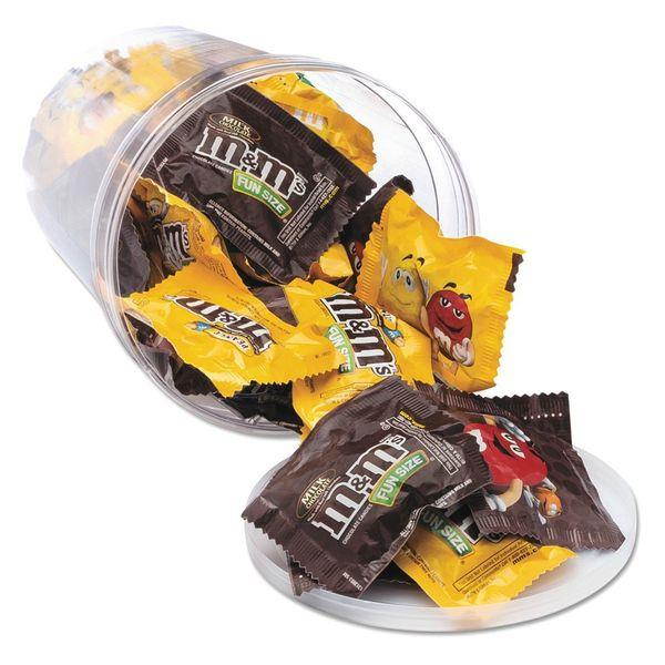 Office Snax OFX00066 Candy Tubs, Chocolate And Peanut M&Ms, 1.75 Lb Resealable Plastic Tub