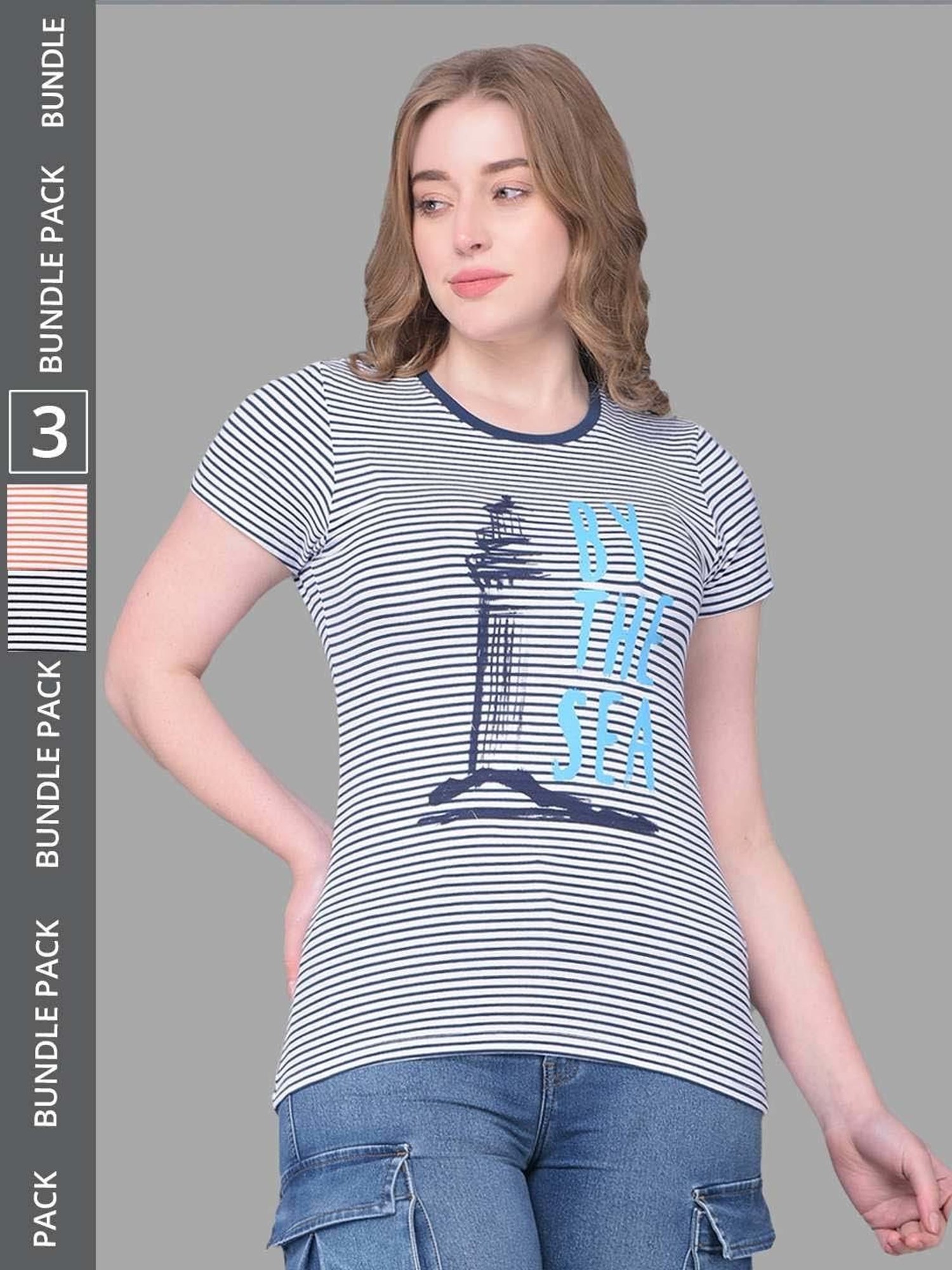 Dollar Orange & Blue Cotton Striped Sports T-Shirt - Pack Of 3