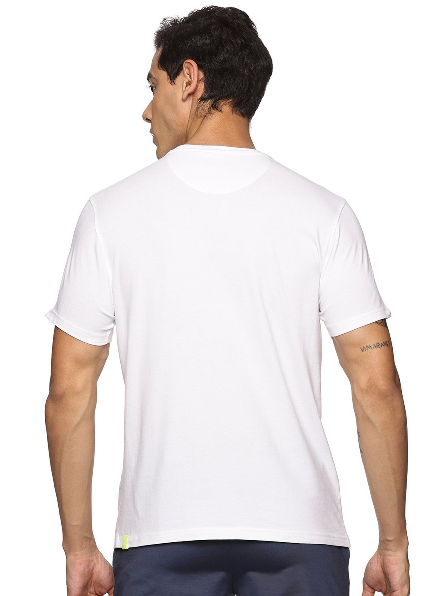 DOMIN8 Men Slim Fit Round neck Bamboo Cotton White T shirt
