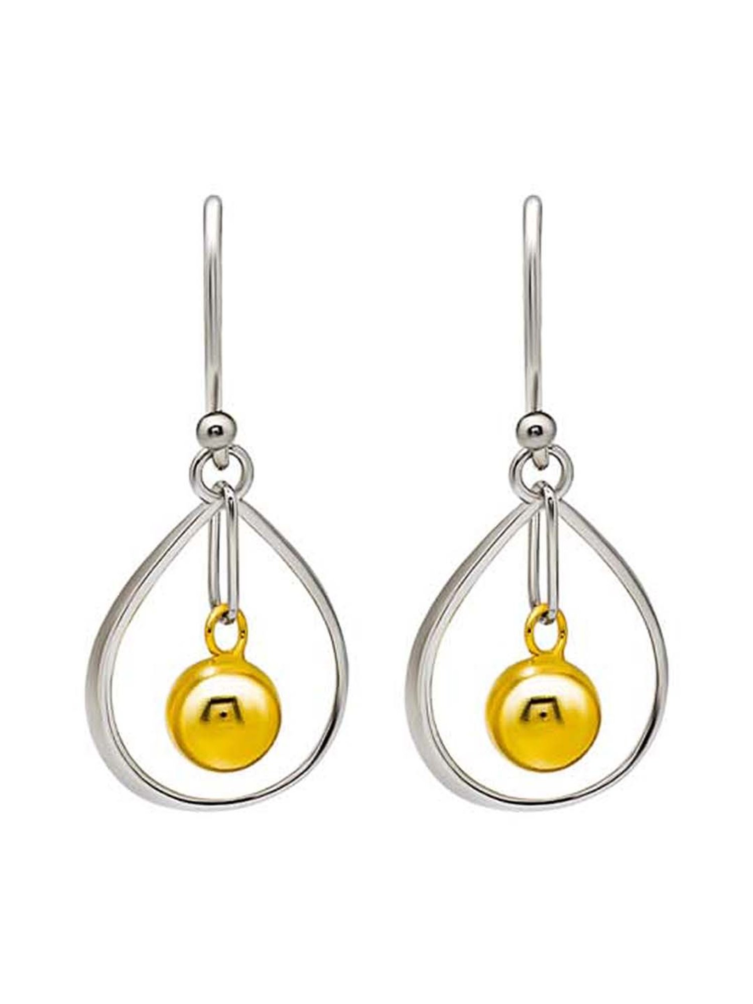 Silberry 925 Sterling Silver 18k Gold Plated Two Tone Silver Starburst Drop Earrings for Women